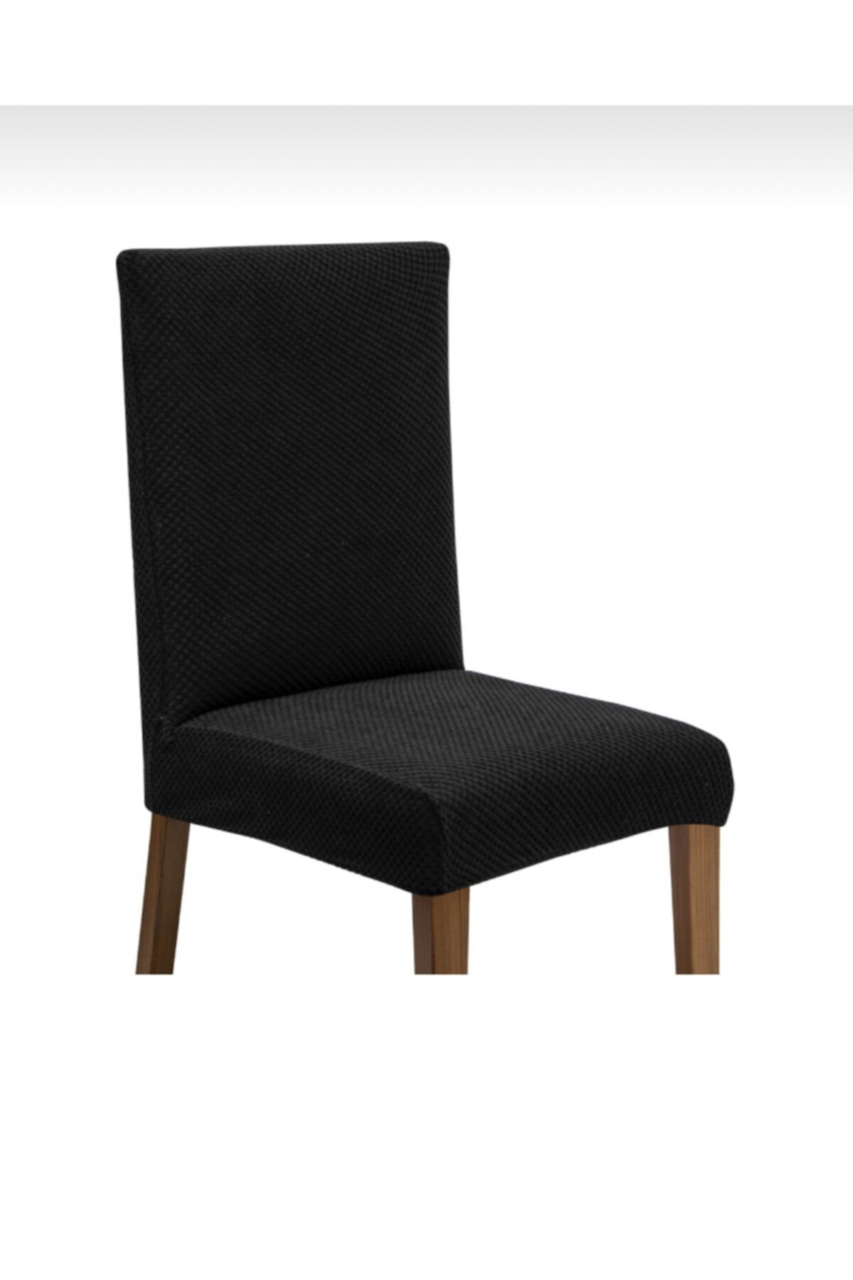 ELMİRA’S HOME COLLECTION Likralı Yıkanabilir 6'lı Sandalye Kılıfı / Sandalye Örtüsü Siyah