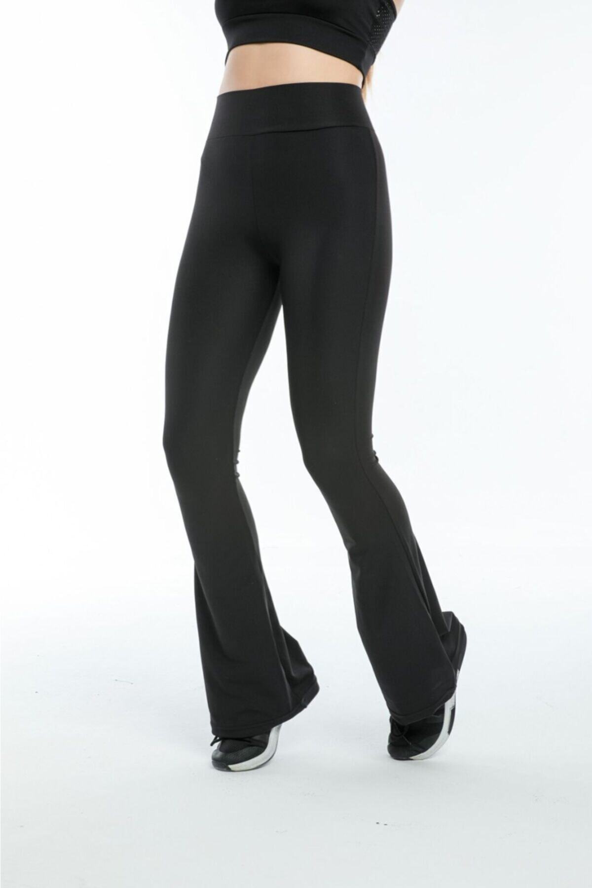 long leg Kadın Yüksek Bel Dalgıç Şardonlu Kumaş Ispanyol Paça Interlok Kumaş Tayt