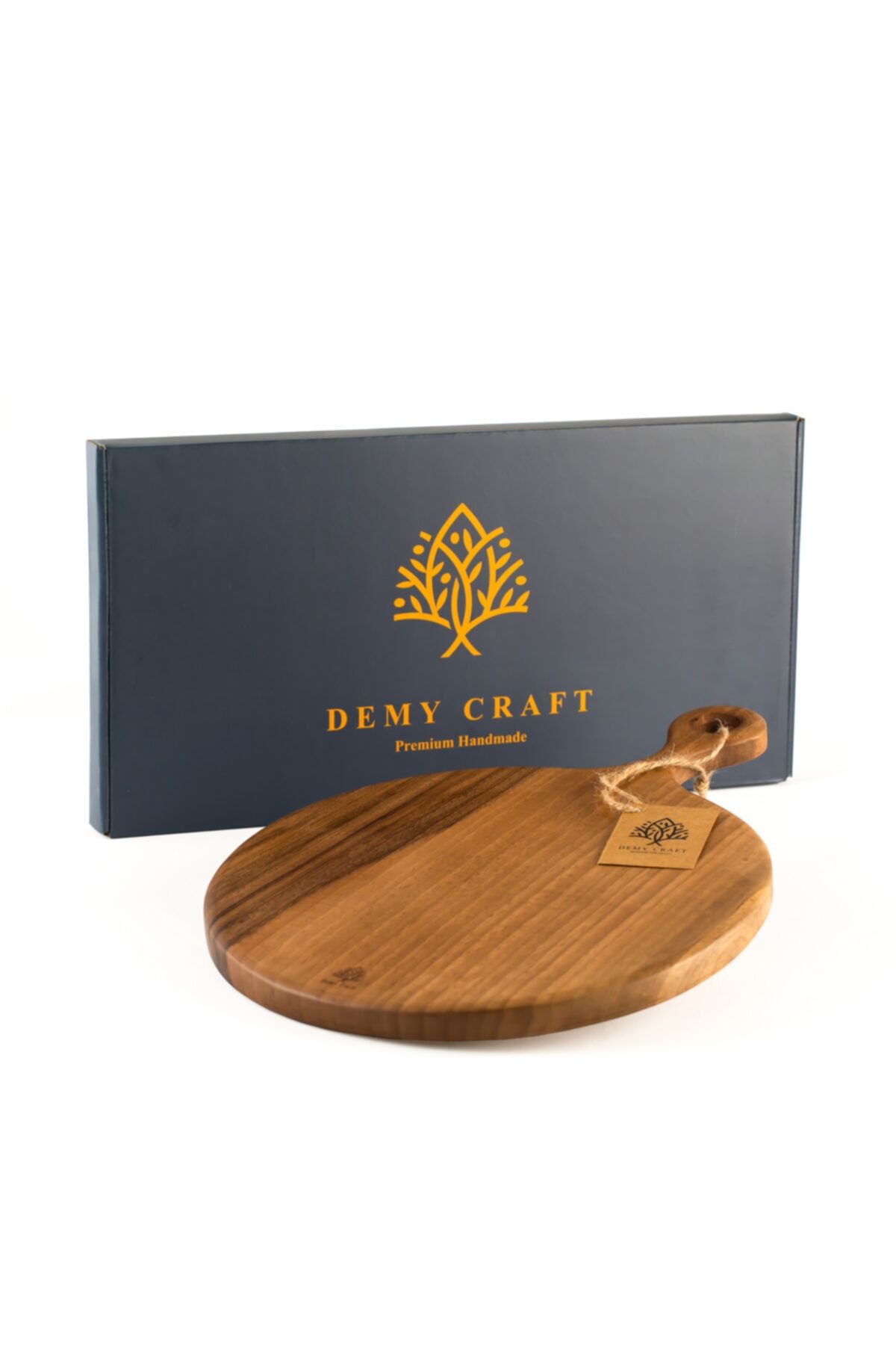 Demy Craft Ceviz Ağacı El Yapımı Yuvarlak Saplı Sunum Tahtası
