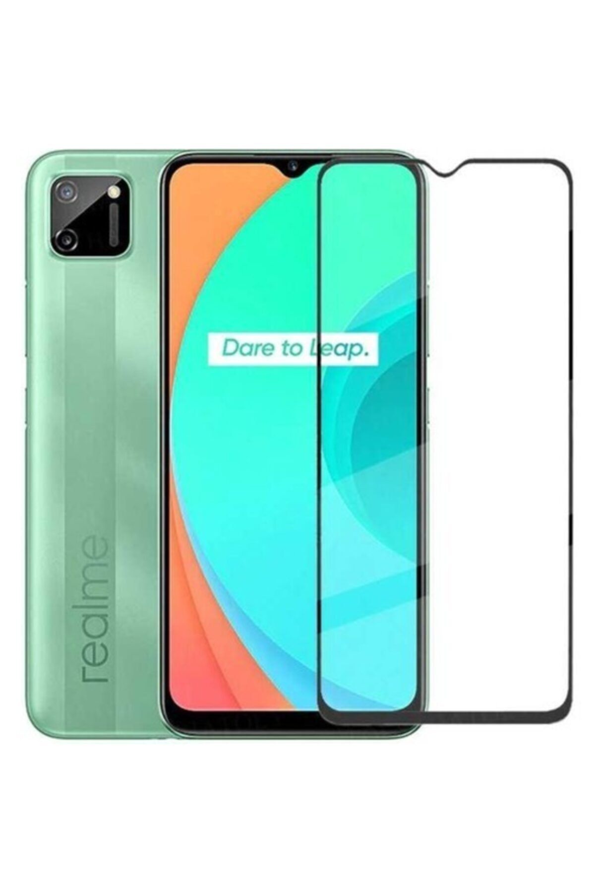 SKV MOBILE Oppo Realme C11 Uyumlu Tam Ekran Koruyucu Kırılmaz Cam