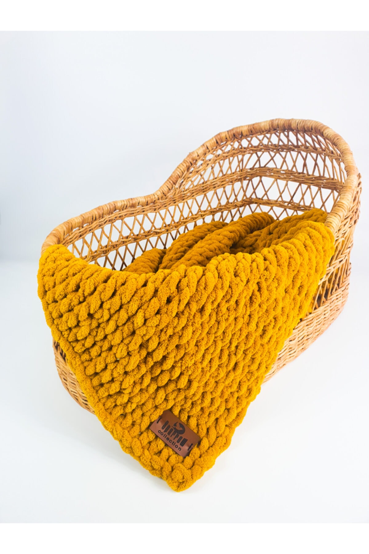 Sparrow Collection Pufy El Örgüsü Battaniye Hardal El Örgüsü Bebek Battaniyesi