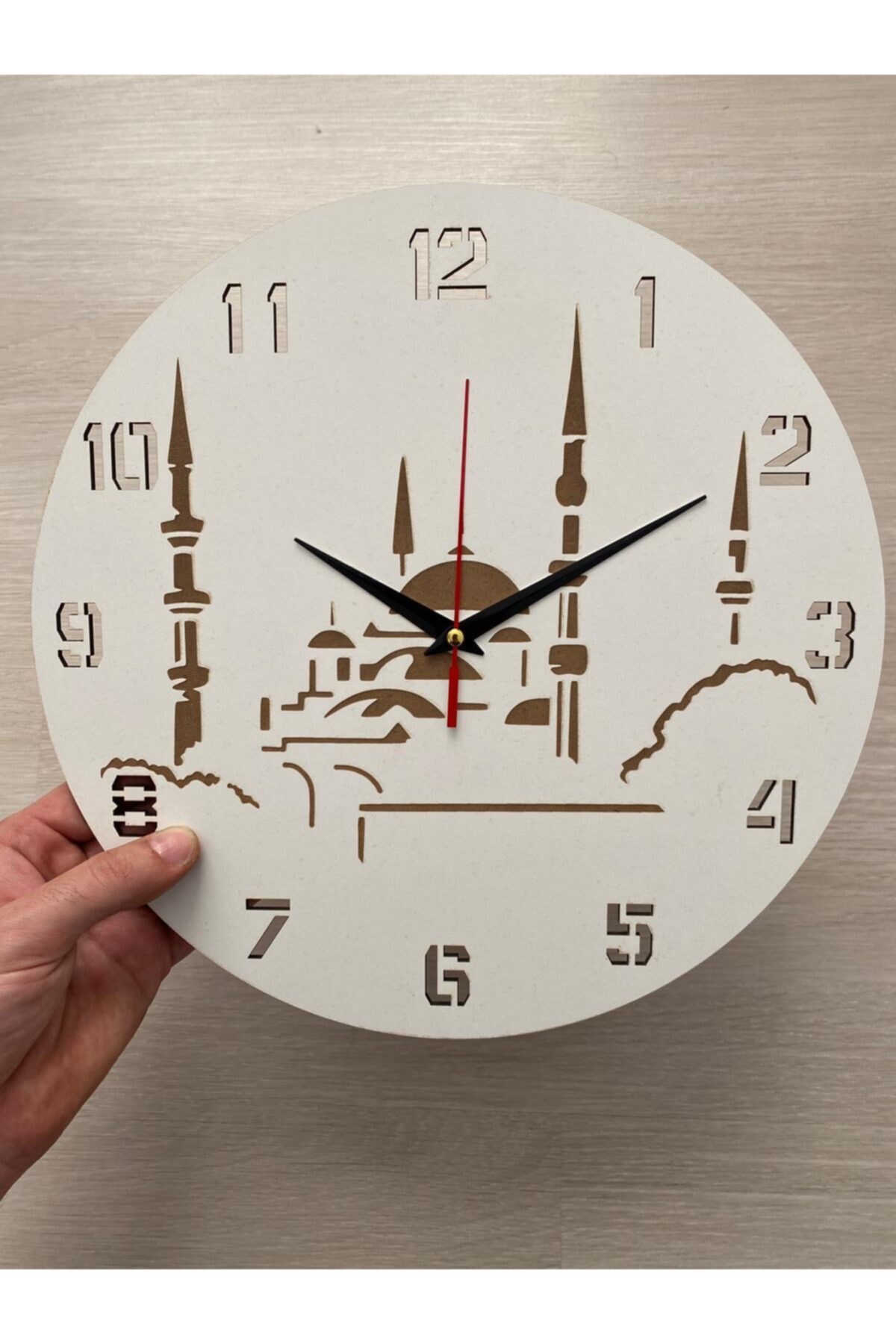 M&B TASARIM Cami Tasarımlı Ahşap Tablo Duvar Saati 29cm Ads5133