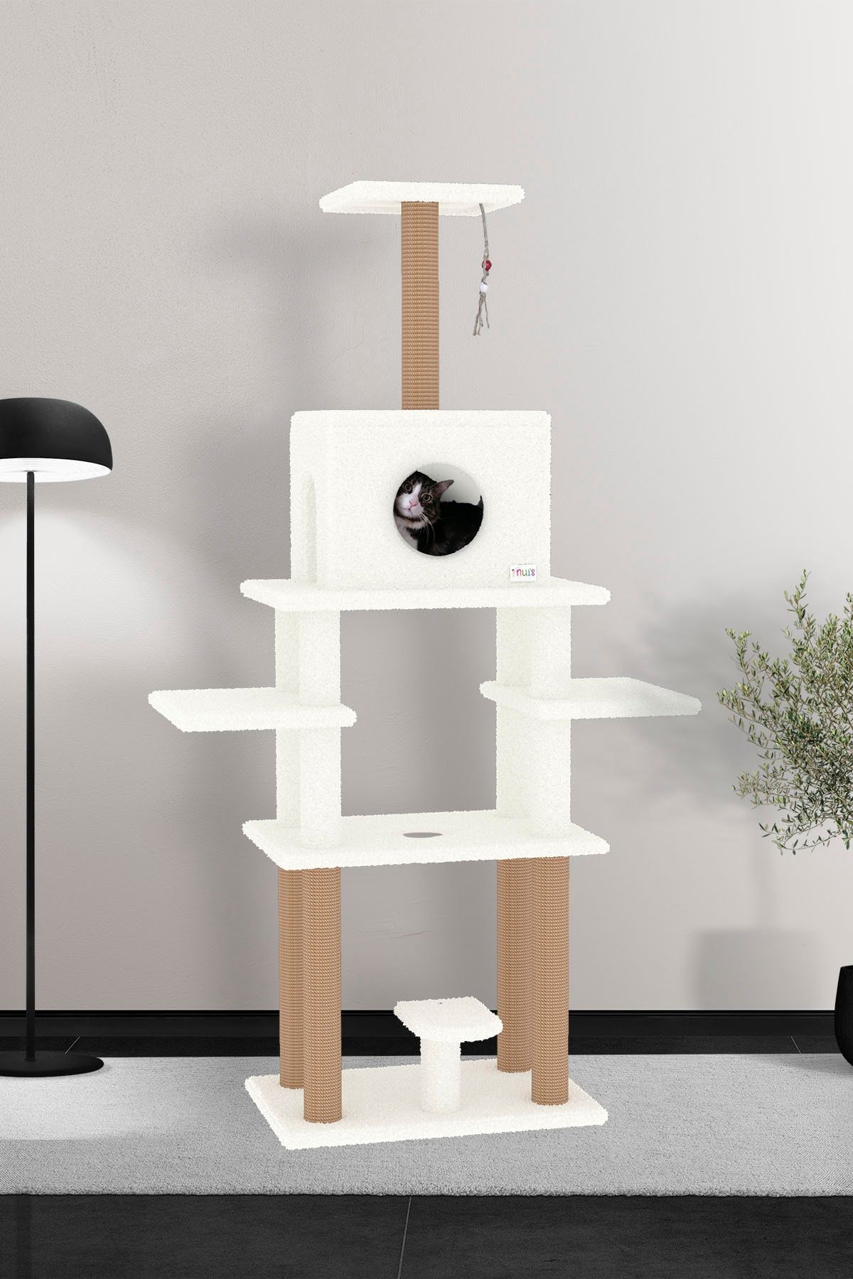 Nuis Mistik 180 cm Kedi Evi - Beyaz