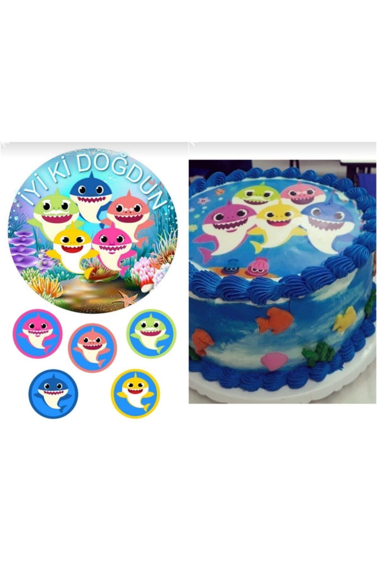SEVVOM Boutique Bayb Shark Yenilebilir Resimli Pasta Ve Şeker Kağıt Baskısı A4 Boyutunda