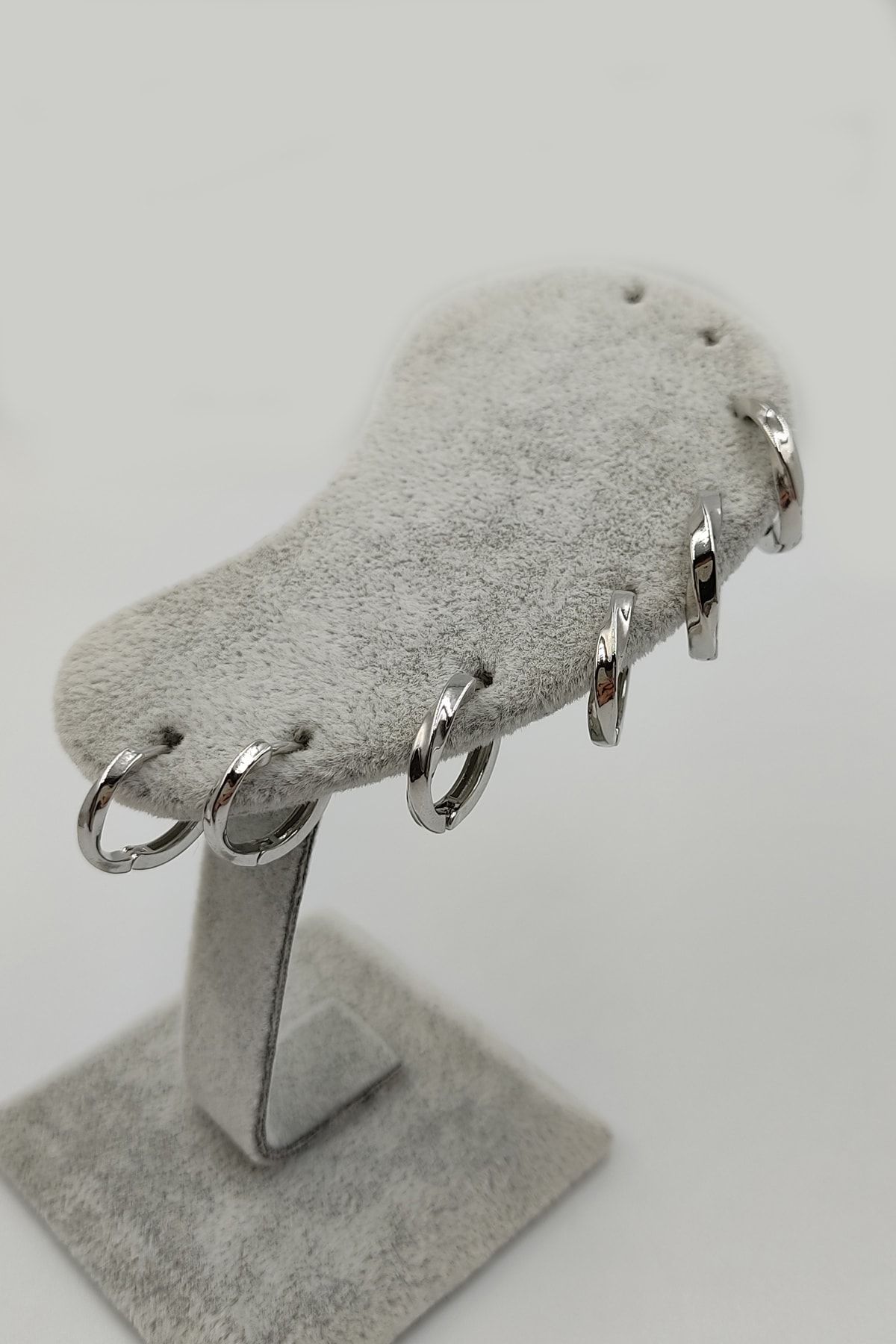 GREYSUN DESIGN Halka Gümüş 6'lı Çelik Küpe