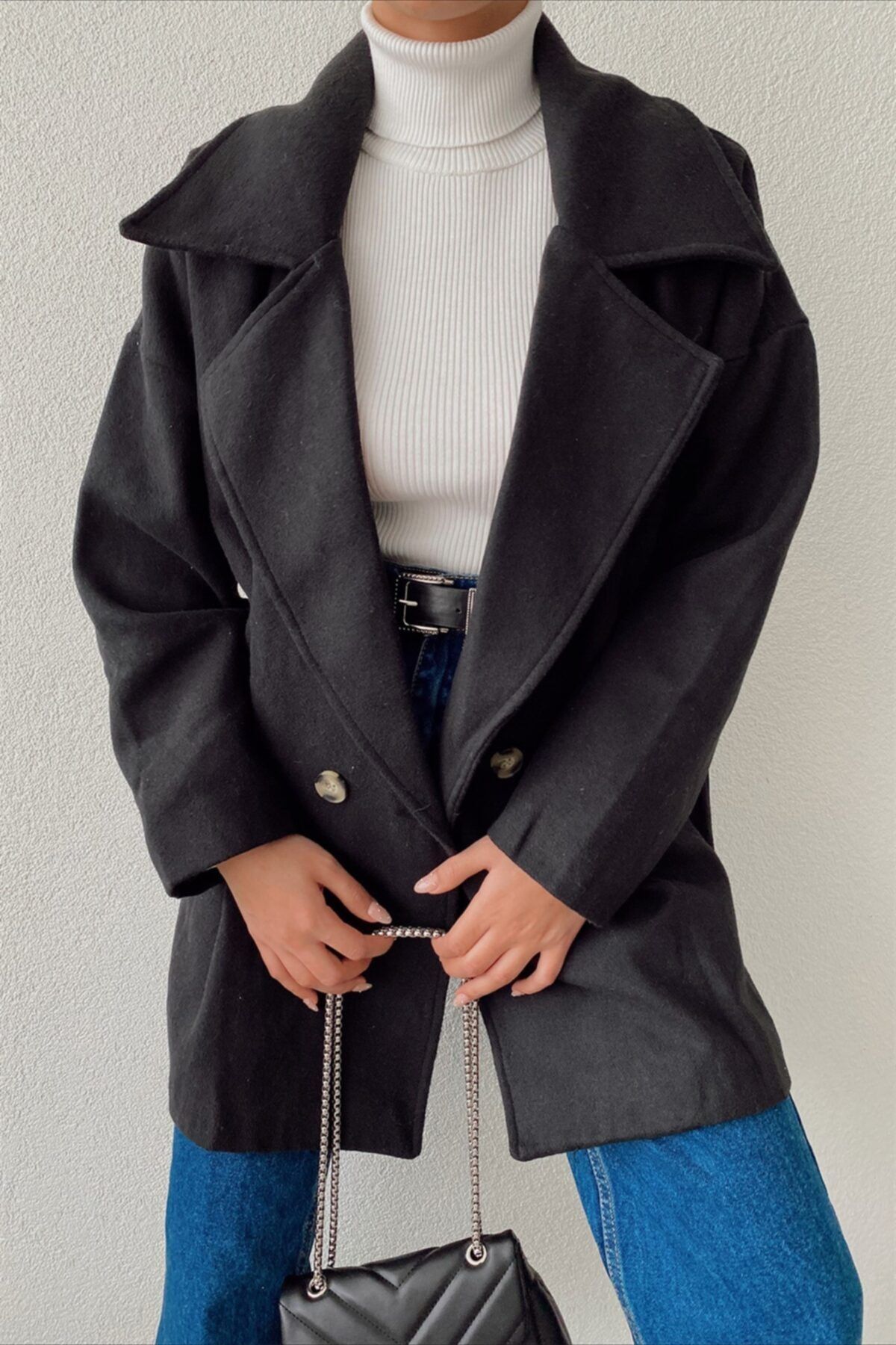My love butik Oversize Cepli Kaşe Kaban
