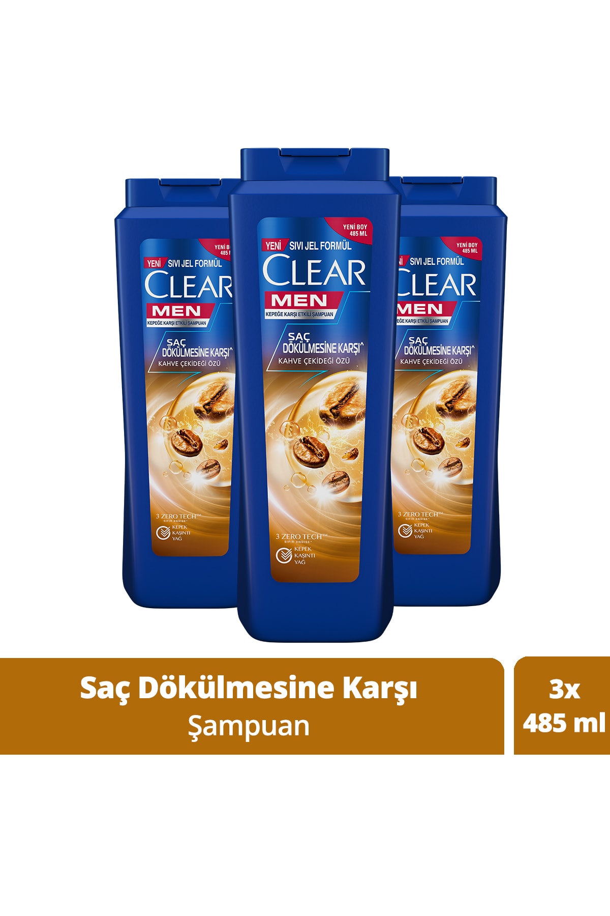 Clear Men Saç Dökülmesine Karşı Şampuan 485 ml X3 Adet