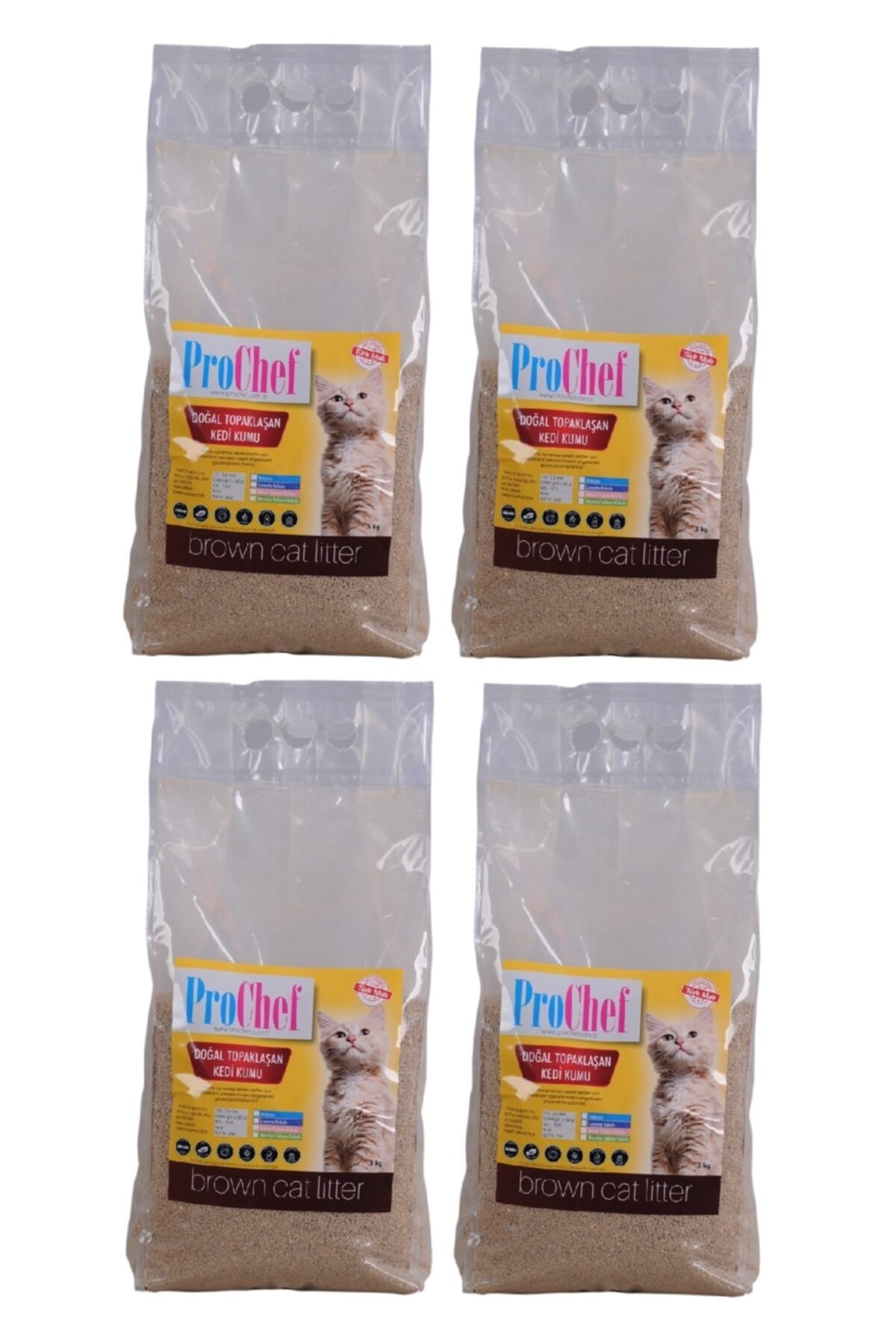 Prochef 5 Kg X 4 Adet Brown Lavanta Kokulu Ince Taneli Bentonit 20 Kg Kedi Kumu