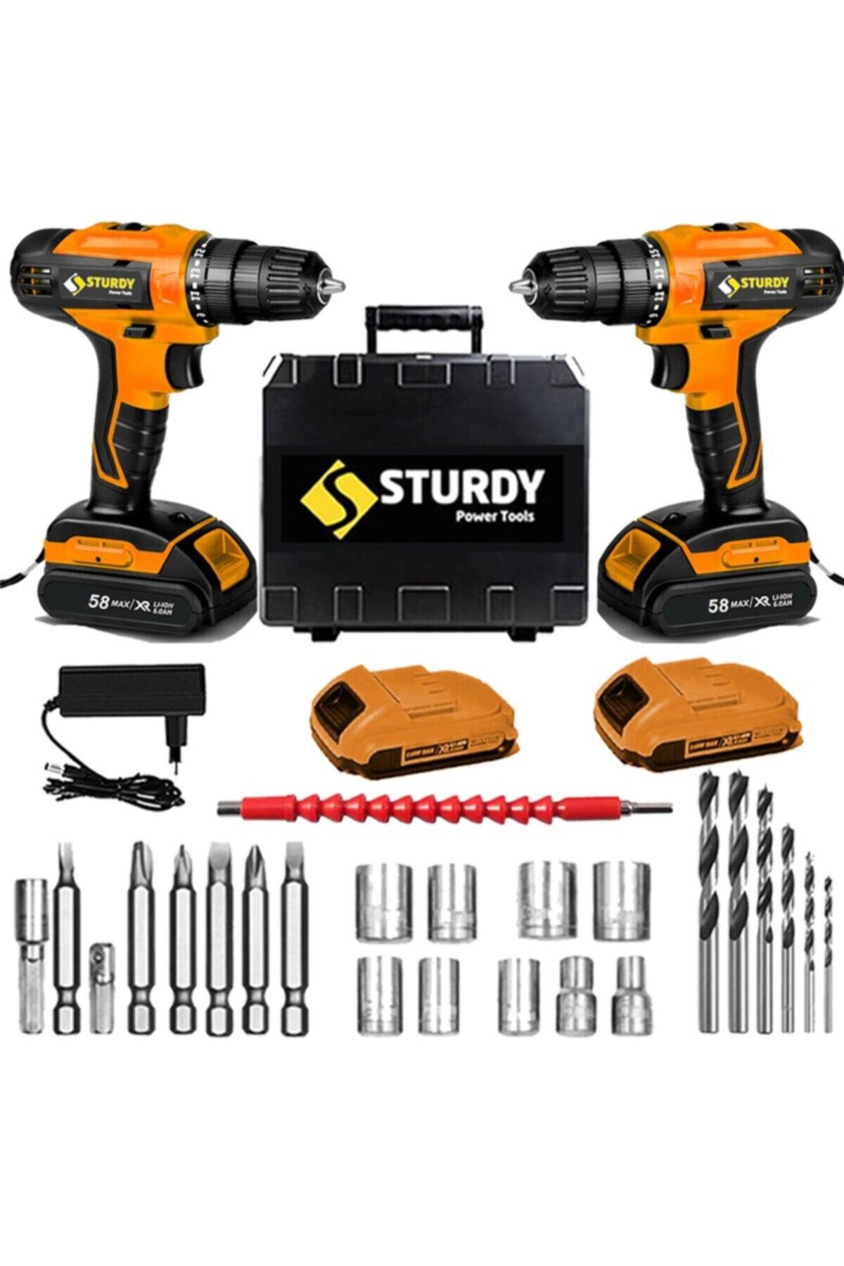 Sturdy Japon Professıonel Tools 58v 8ah Gh-r Metal Şanzıman Şarjlı Çift Akülü Vidalama 27prç Uç Setli