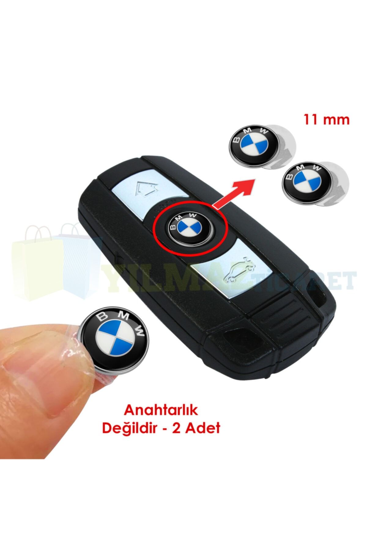 yılmazetic Bmw Anahtarlık Metal Alaşım Logo Amblem Arma 3m Yapışkanlı 2 Adet 11 Mm (ANAHTARLIK DEĞİLDİR)