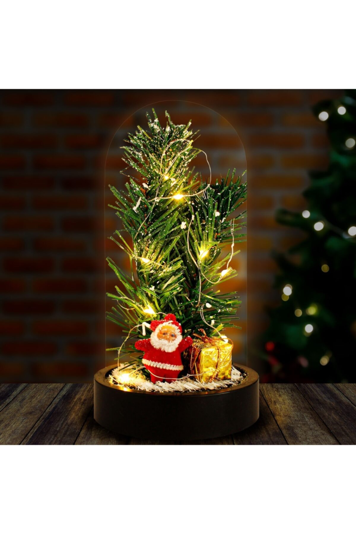 Deco Elit Noel Baba Ve Çam Ağacı Temalı Led Işıklı Fanus