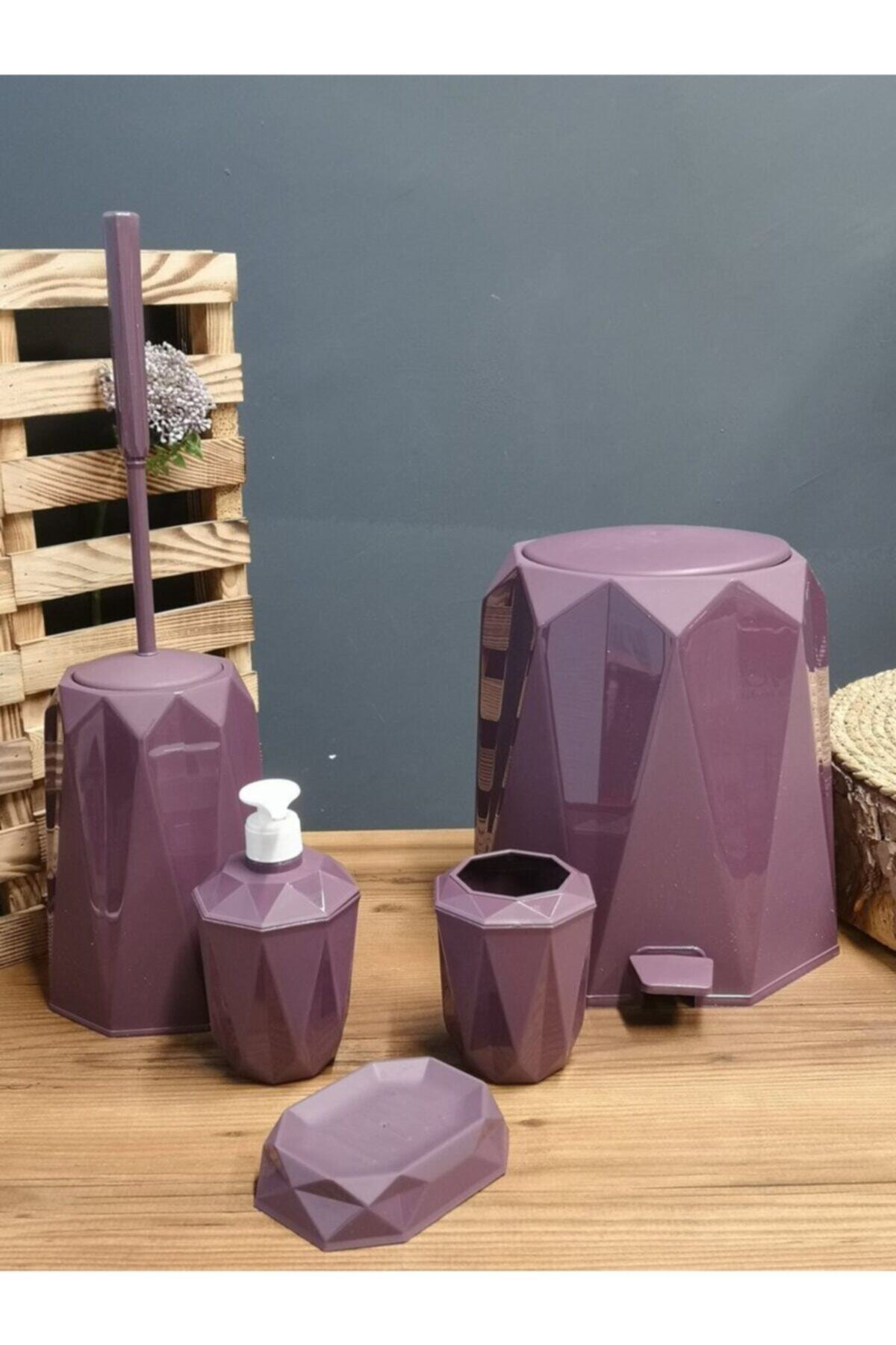 arslankaya plastik Ecocity Avm Mor Vanity Banyo Takımı 5 'li