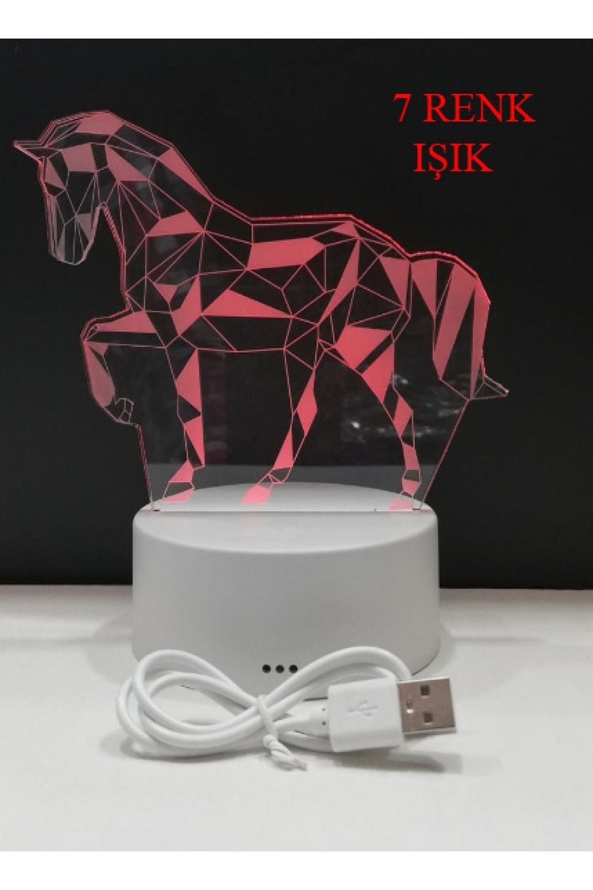NO.8 HOUSE 3d Işıklı Unicorn At Gece Lambası 2