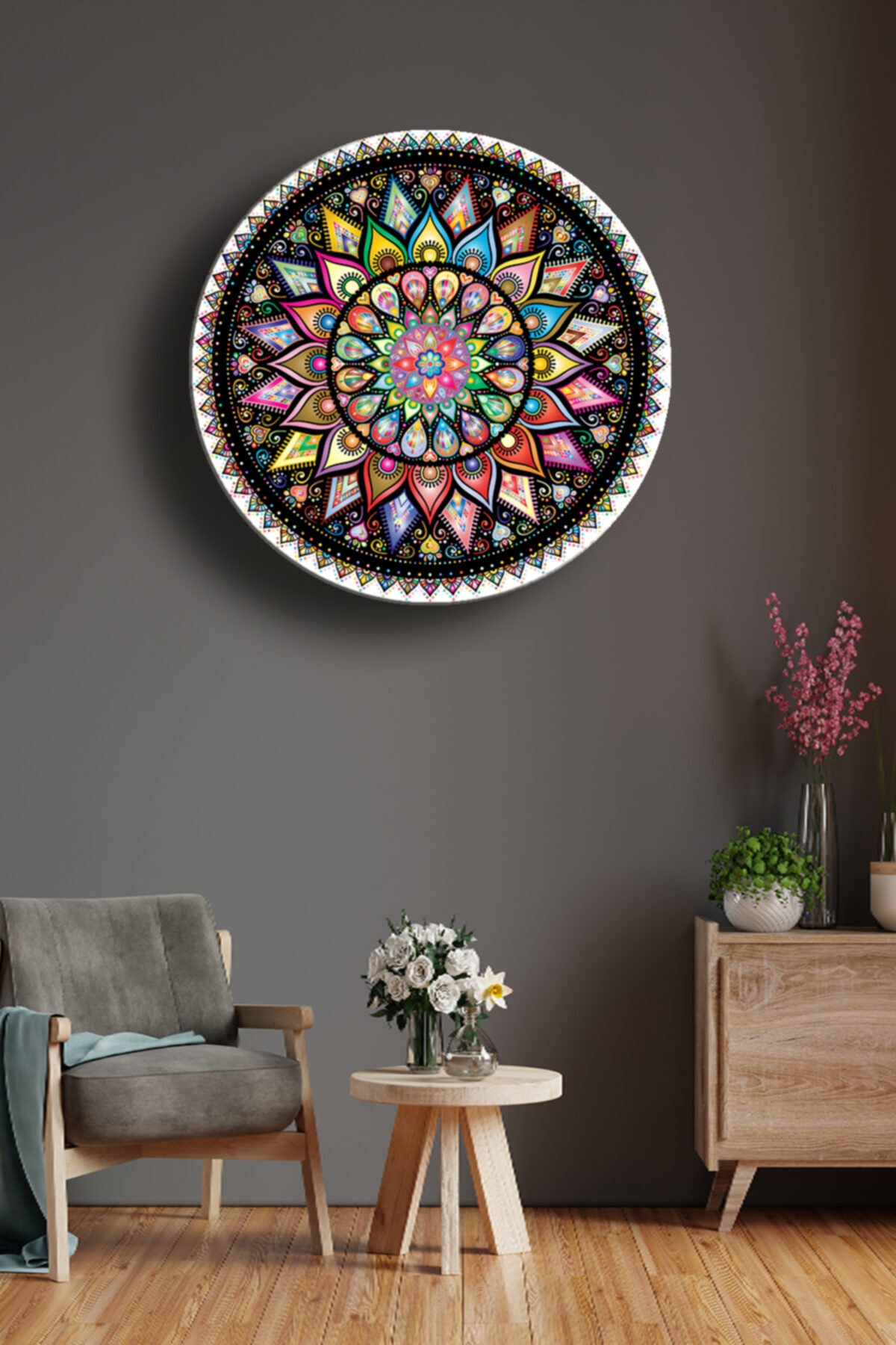 No 19 Desing Mandala 01 Cam Tablo,duvar Dekarasyonu,ev Dekorasyon,duvar Tablosu,ev Hediyesi