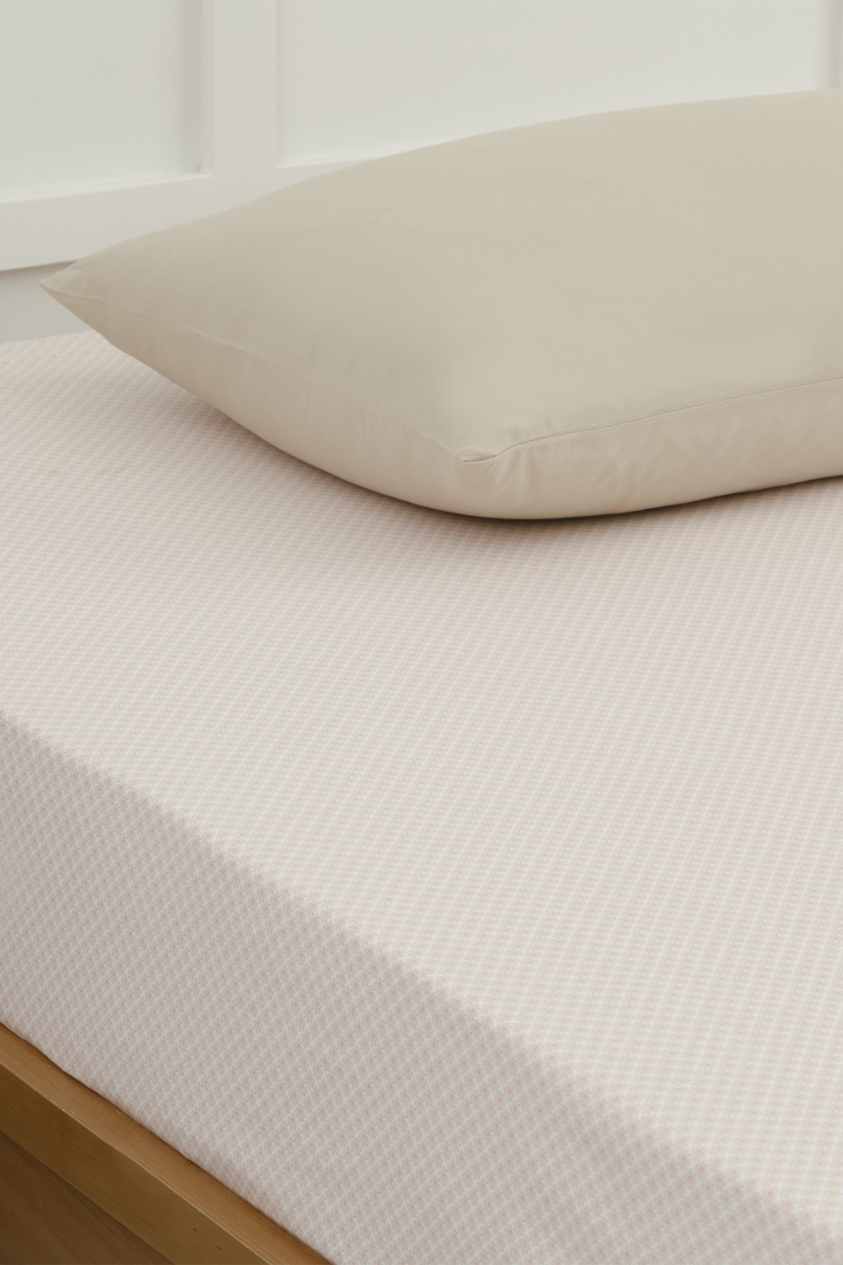 English Home Petit Fleurs Pamuklu Super King Lastikli Çarşaf 200x200 Cm Pudra