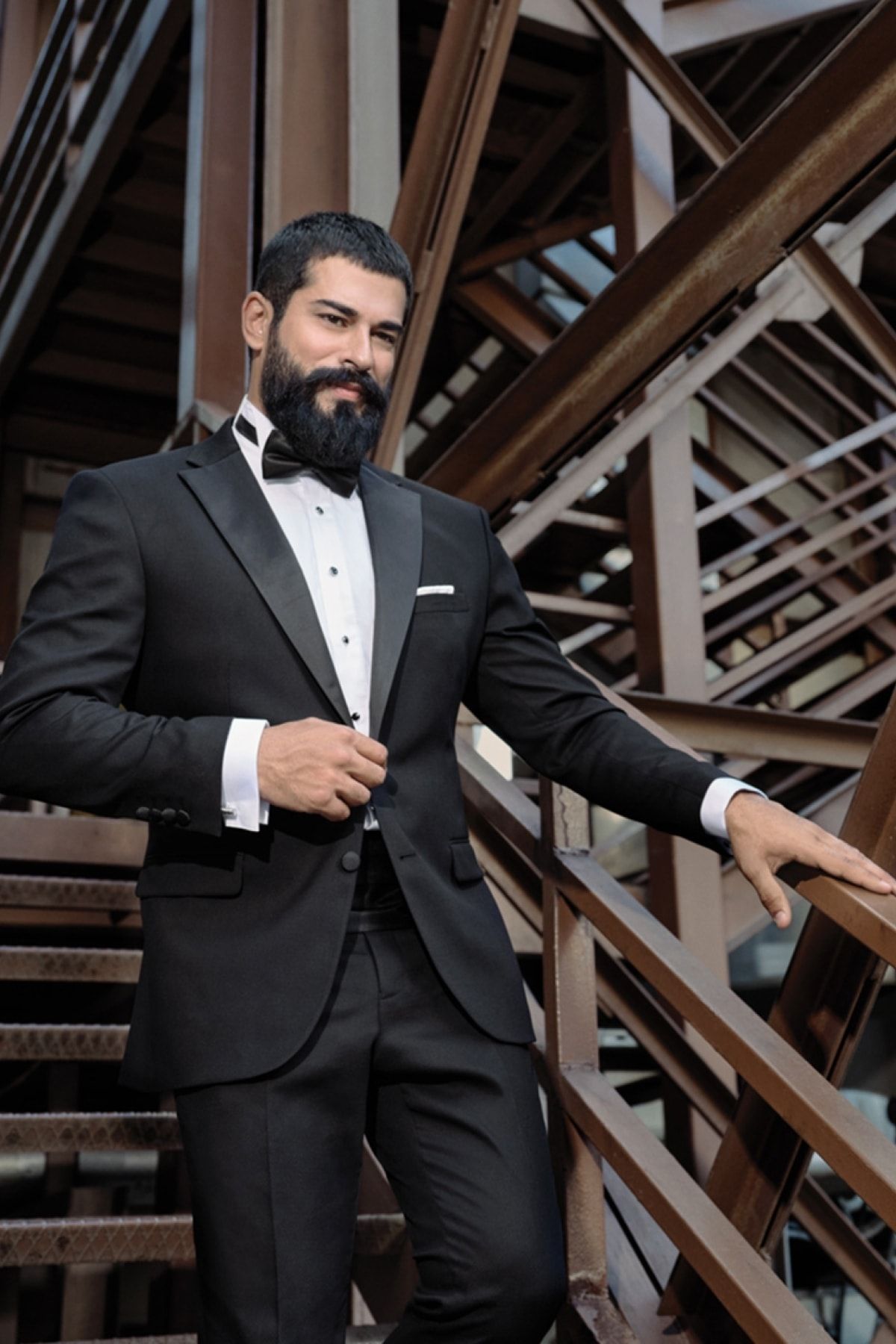ALTINYILDIZ CLASSICS Erkek Siyah Slim Fit Yelekli Smokin Damatlık