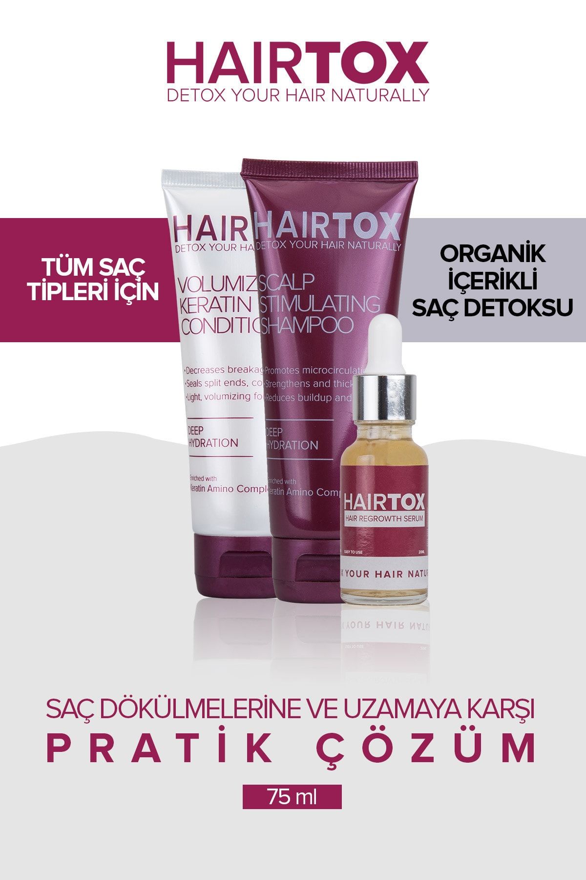 Hairtox by Bubbly Şampuan Krem & Serum 3 Parça Saç Detoks Seti