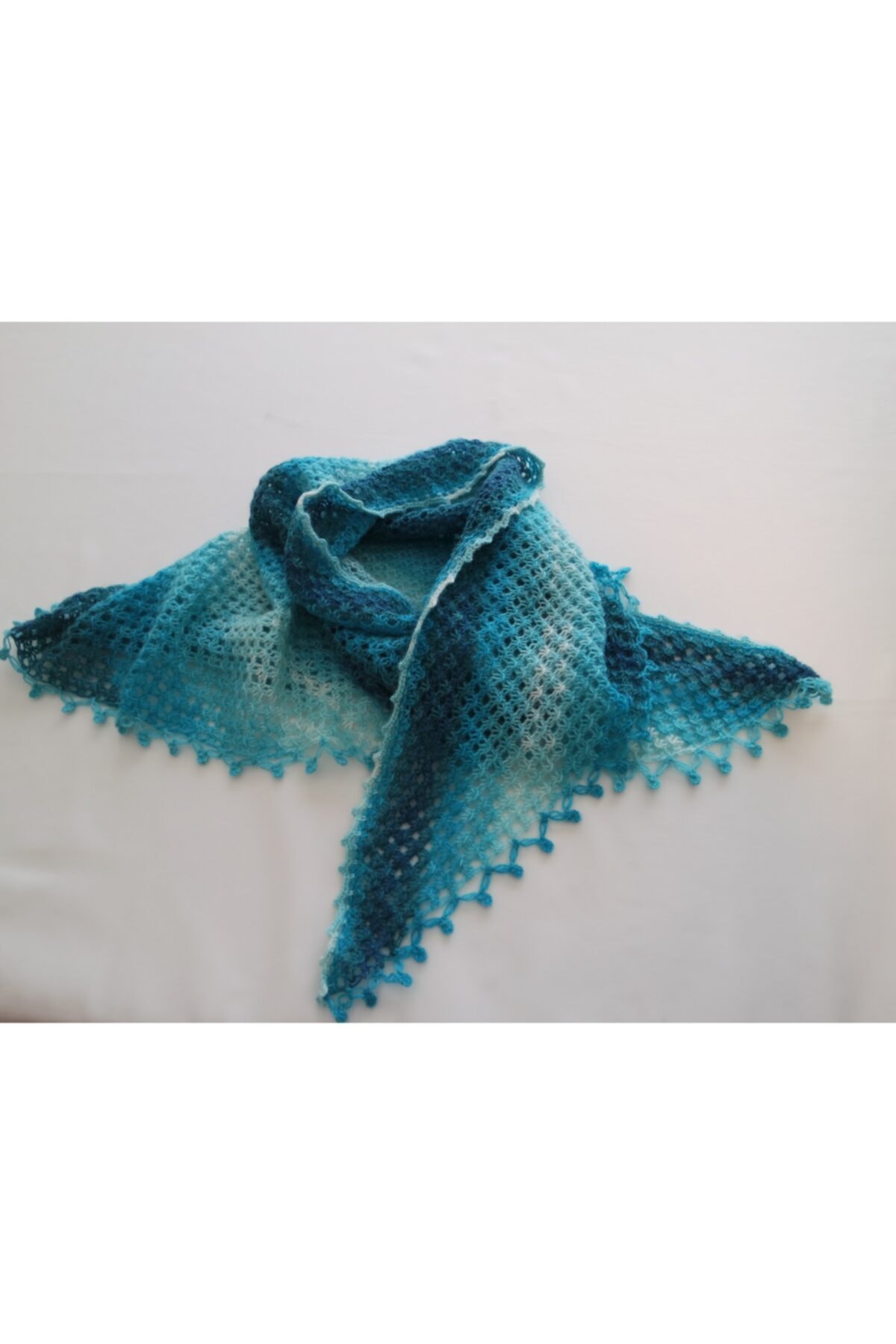 Küçük Burjuva Mavi El Örgü Şal/atkı