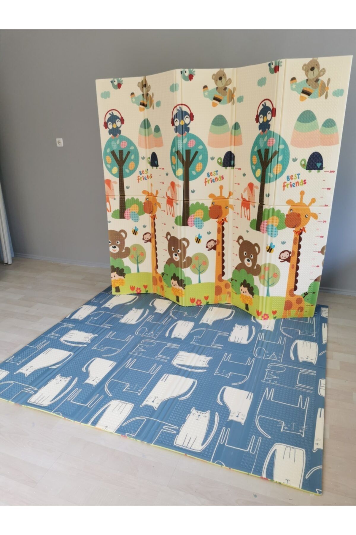 Lacuss Cats Katlanabilir Çift Taraflı Köpük Oyun Matı Oyun Halısı 180x200x1,5cm