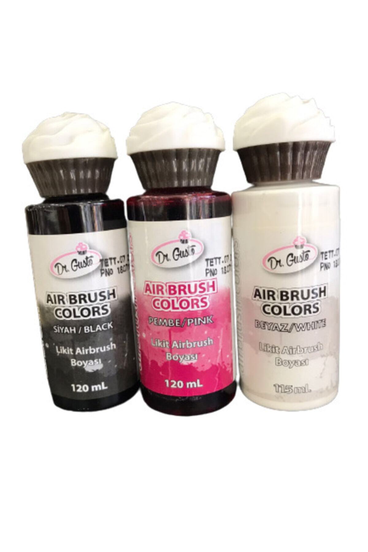Dr. Gusto Dr Gusto 3 Lü Set Pembe / Siyah/ Beyaz Airbrush Likit Gıda Boya 120 gr