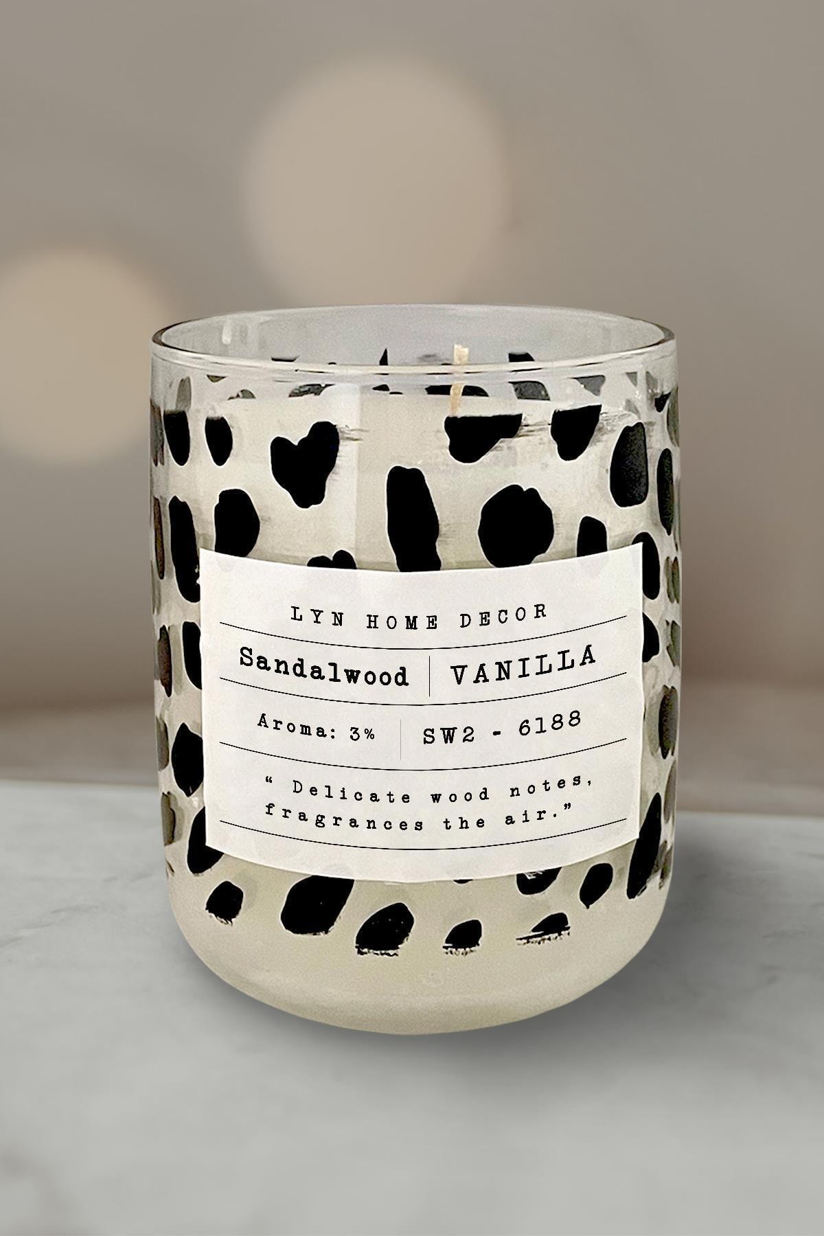 LYN HOME & DECOR Benekli Oval Bardak Mum Vanilyalı