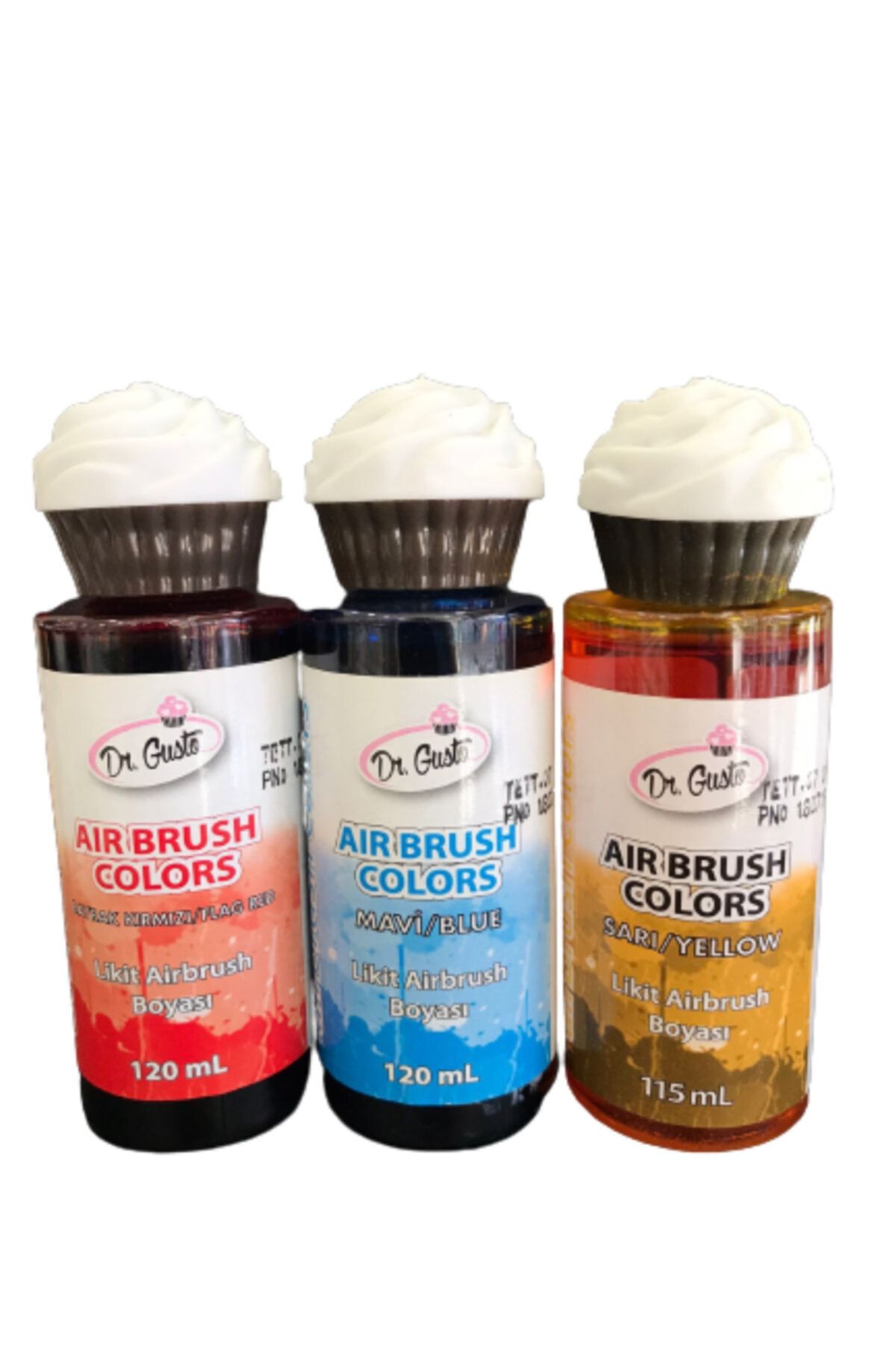 Dr. Gusto Dr Gusto 3 Lü Set Sarı / Mavi / Bayrak Kırmızı Airbrush Likit Gıda Boya 120 gr