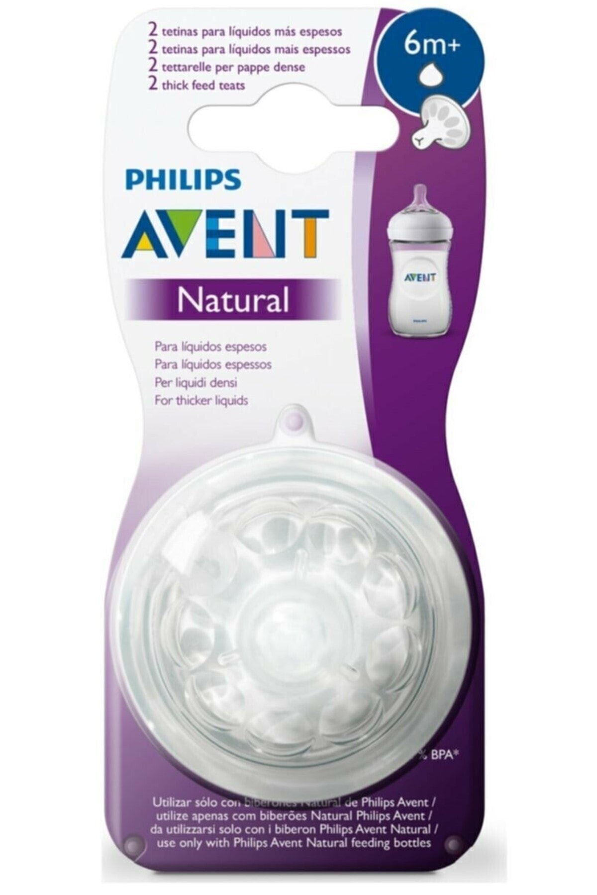 Philips Avent Scf046/27 Natural İkili Biberon Emziği Y Kesik 6 Ay+ Yoğun Akışlı