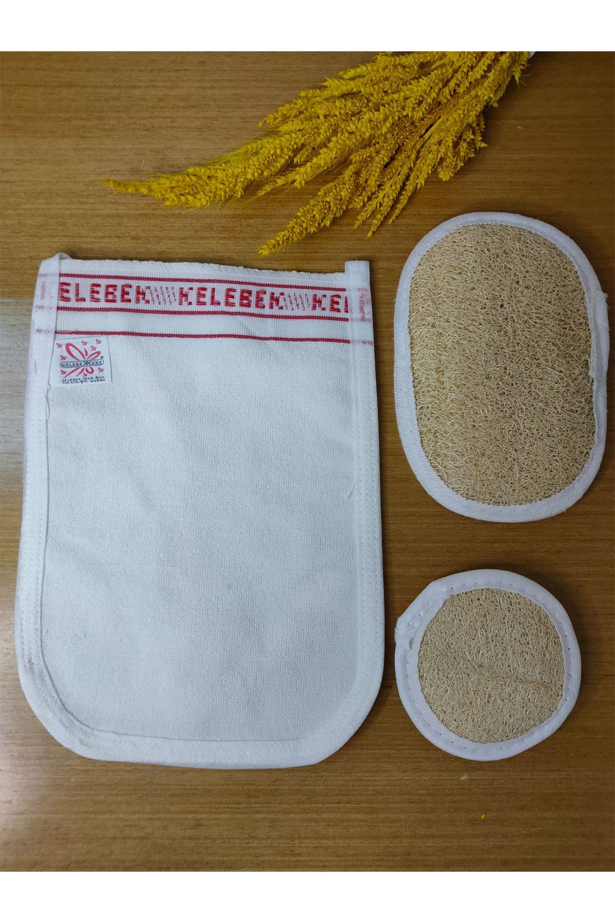 Deko Dekor Kelebek Kese Kalın & Kabak Lifi Banyo Vücut Kesesi & Kabak Lifi Banyo Yüz Kesesi (üçlü Set)