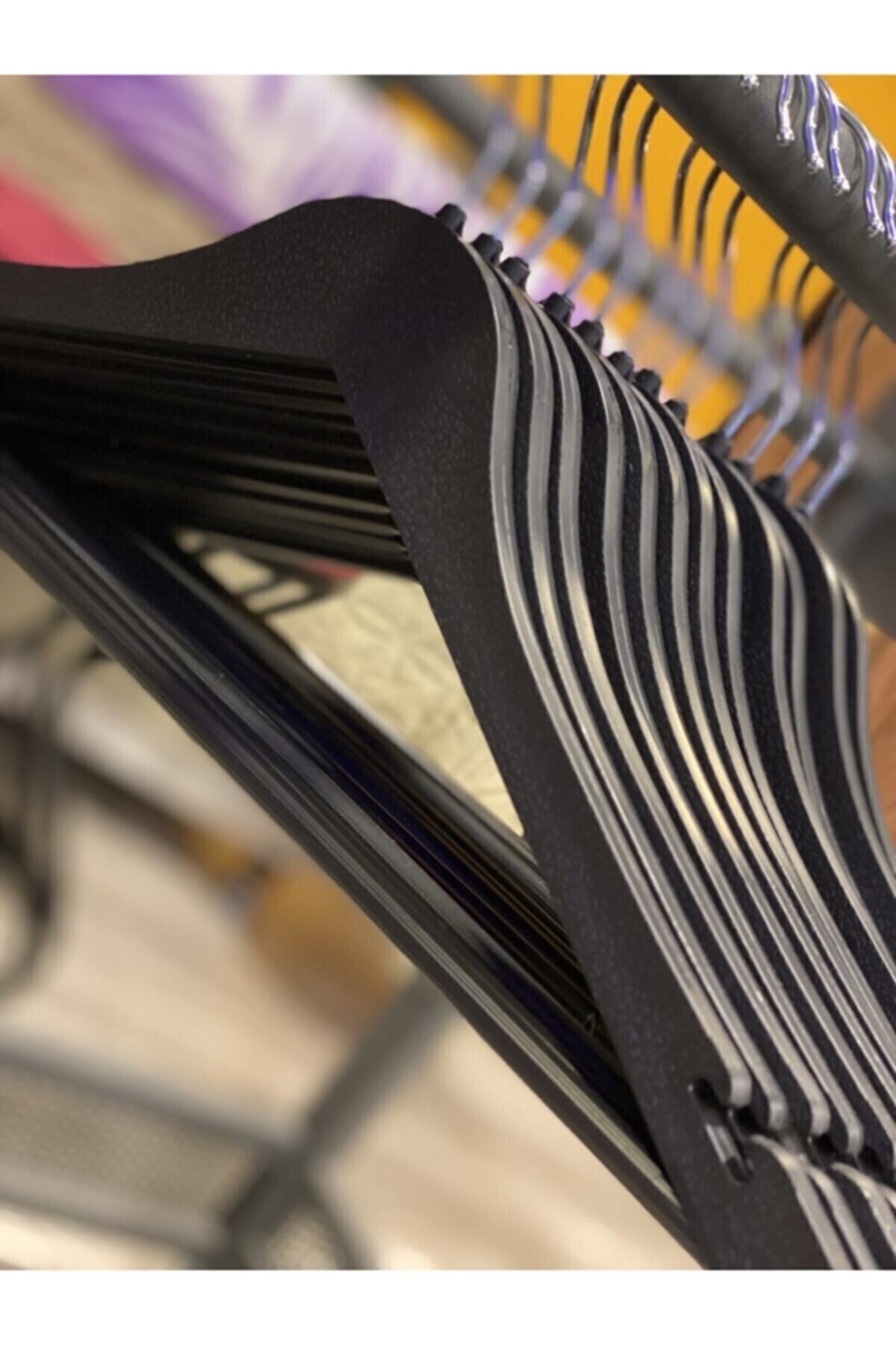 YUNUSOĞLU HOME 36 Adet Ahşap Görünümlü Elbise Askısı Siyah