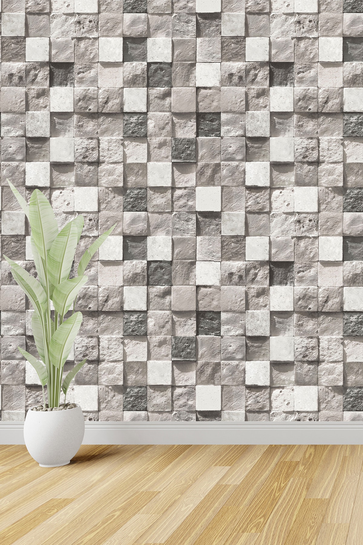 İnci Concept 5680 Kare Taş Desenli Duvar Kağıdı 5 M²