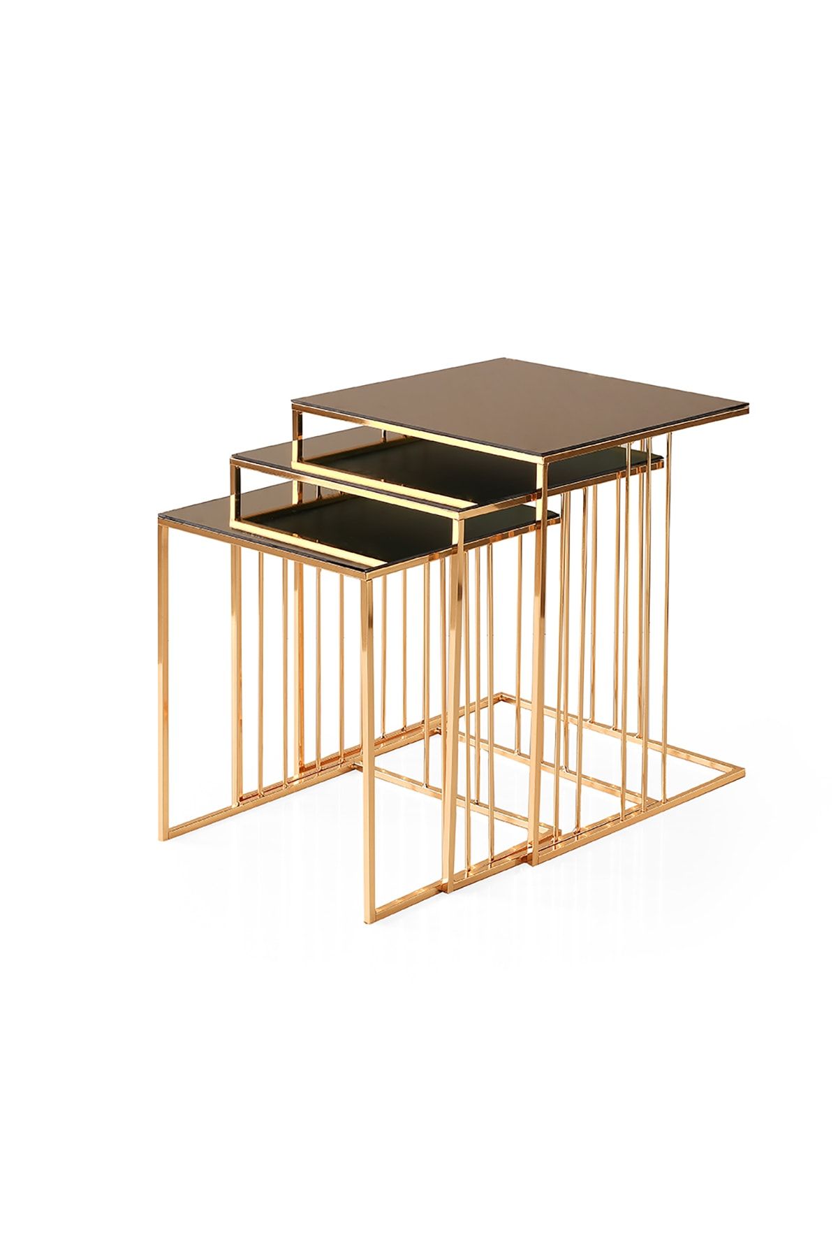 Mobesko AVM Bronz Cam Gold Kaplama Zigon Sehpa