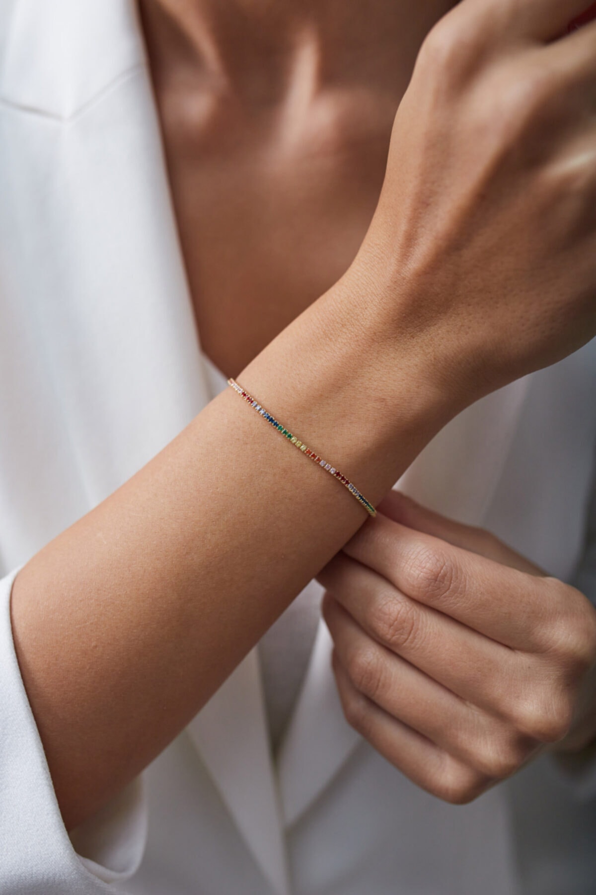 sviesasilver Gümüş Italyan Renkli Su Yolu Bileklik Zirkon Taşlı Altın Gümüş Bileklik