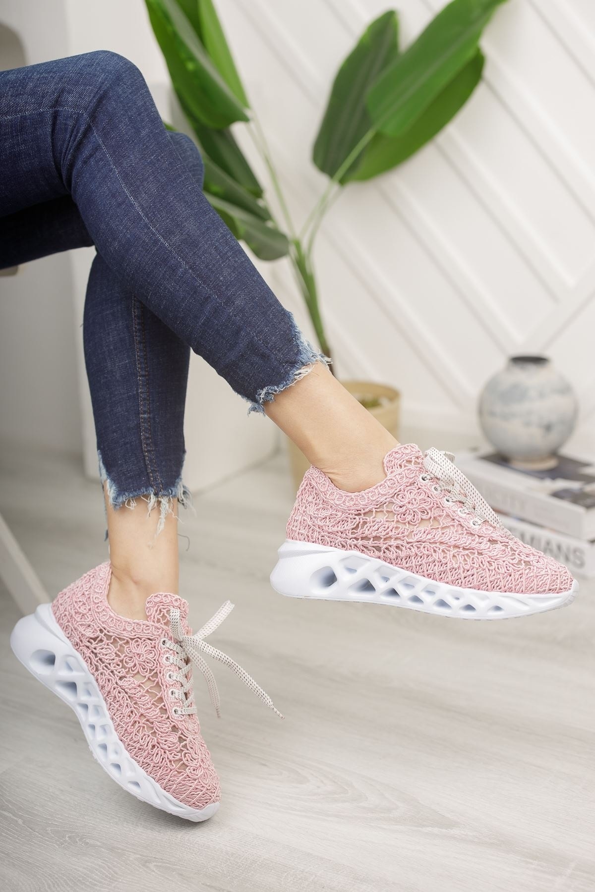 HN TEKSTİL Binevş Pudra Kadın Spor Ayakkabı