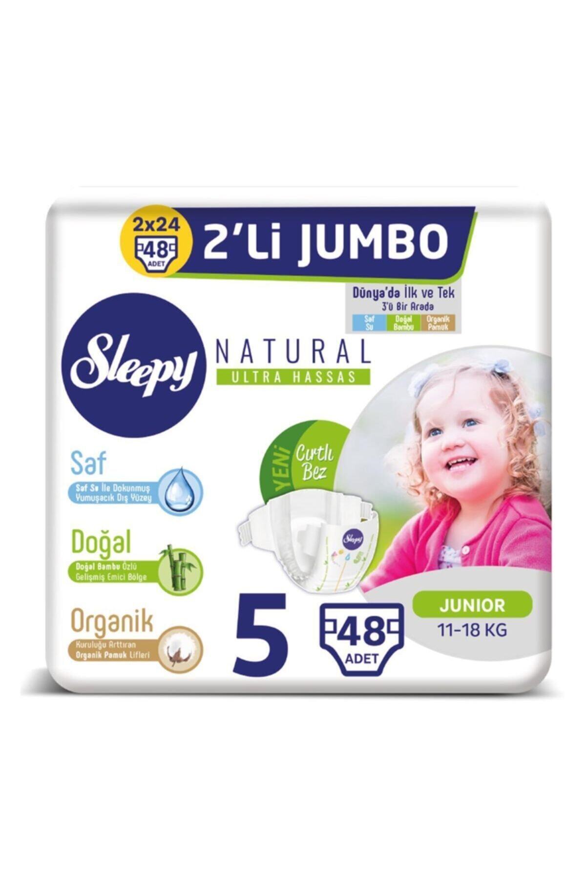 Sleepy Natural Bebek Bezi 2li Jumbo 5 Beden 11-18 Kg 48 Adet