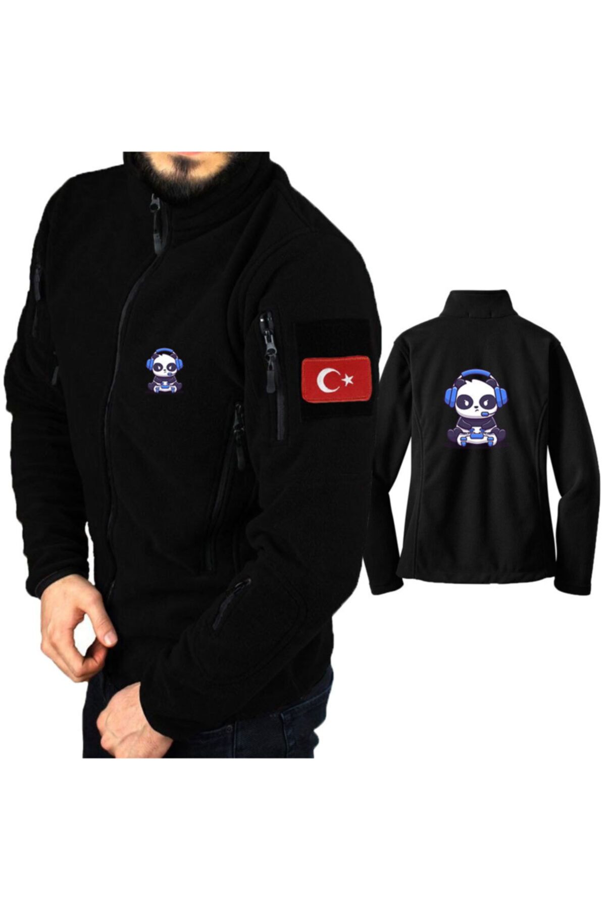 astak Oyun Oynayan Panda Askeri Taktik Polar /mont Peç'li Bll803