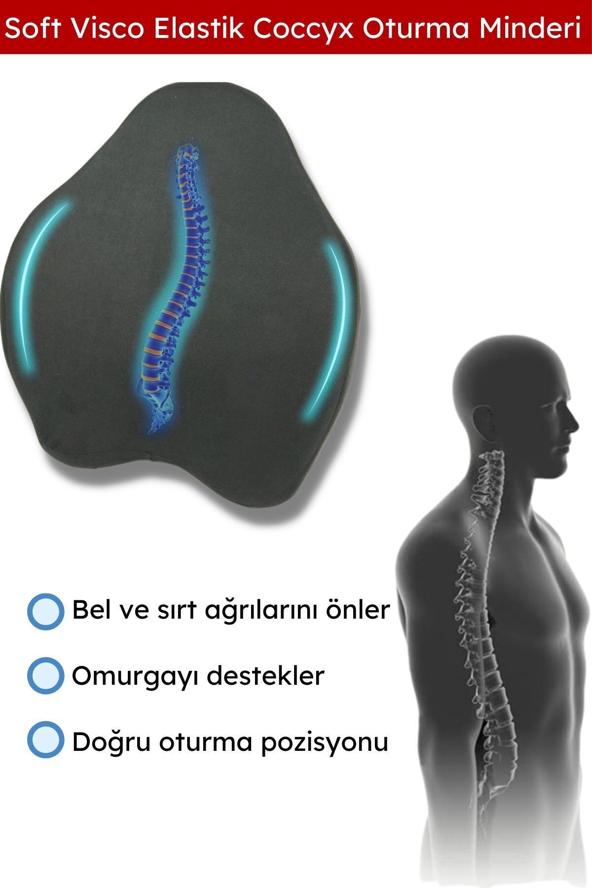 Ankaflex Ortopedik Bel Ve Sırt Destekleyici Ofis Sandalye Oto Araç Bel Ve Sırt Minderi