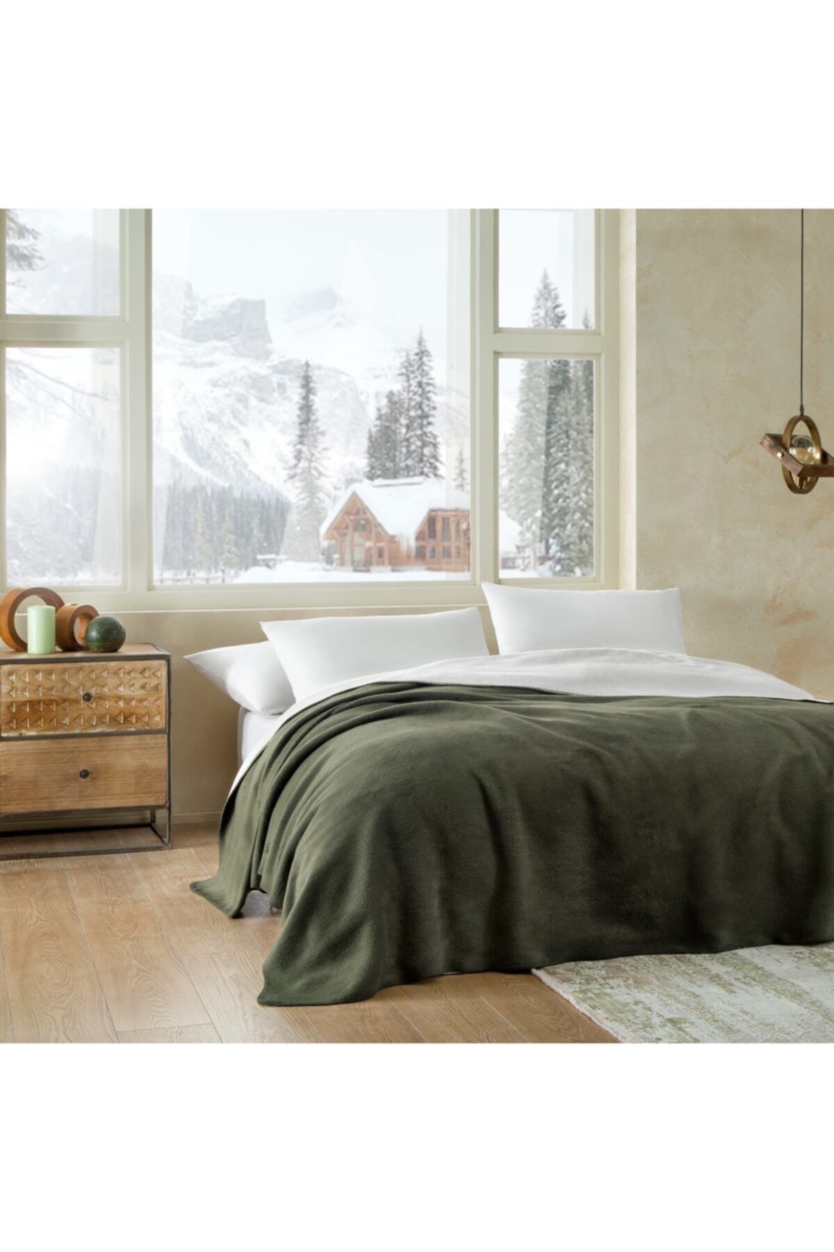 Hibboux Comfy Tek Kişilik Battaniye Green Beige
