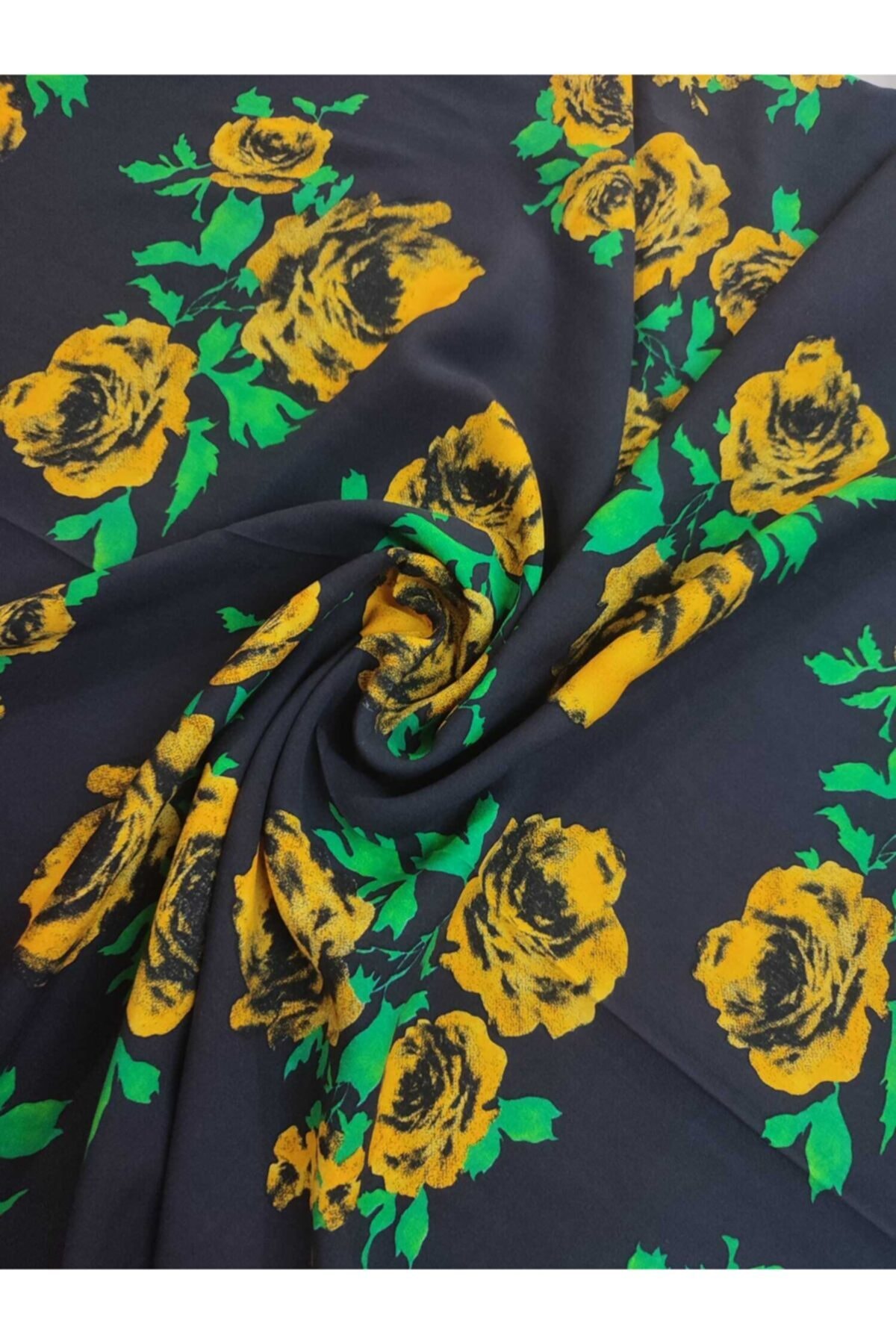ipeker Sarı Gül Baskılı Viskon Boy 1.5 Metre