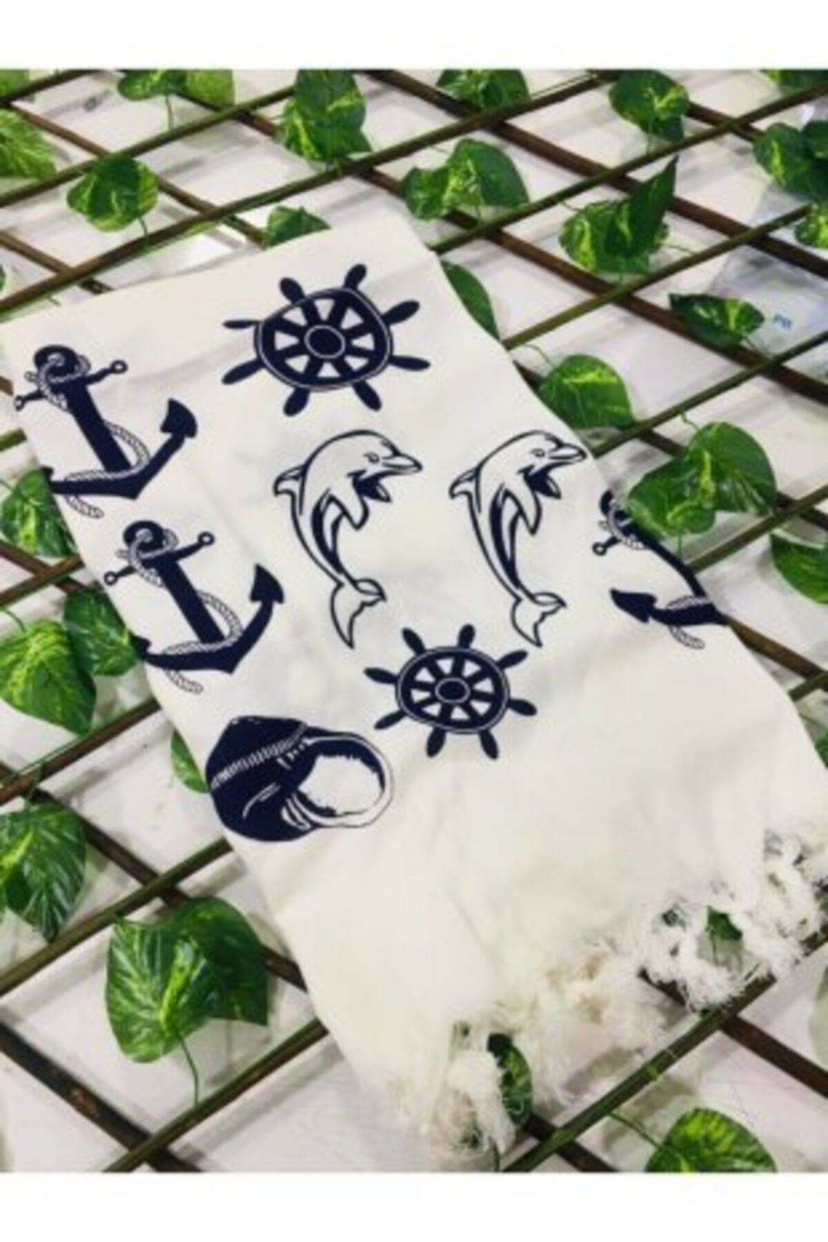 HayalAvm Yunuslu Çapa Desenli Pamuklu Plaj Havlusu 100*190 cm & Nascita Pro Saç Fırçası