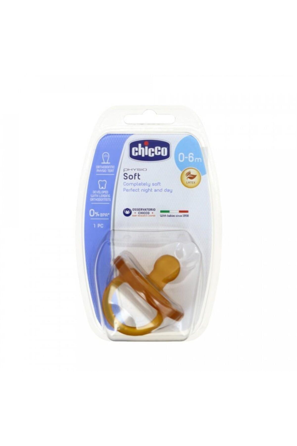 Chicco Physio Soft Kauçuk Emzik 0-6 Ay Tekli