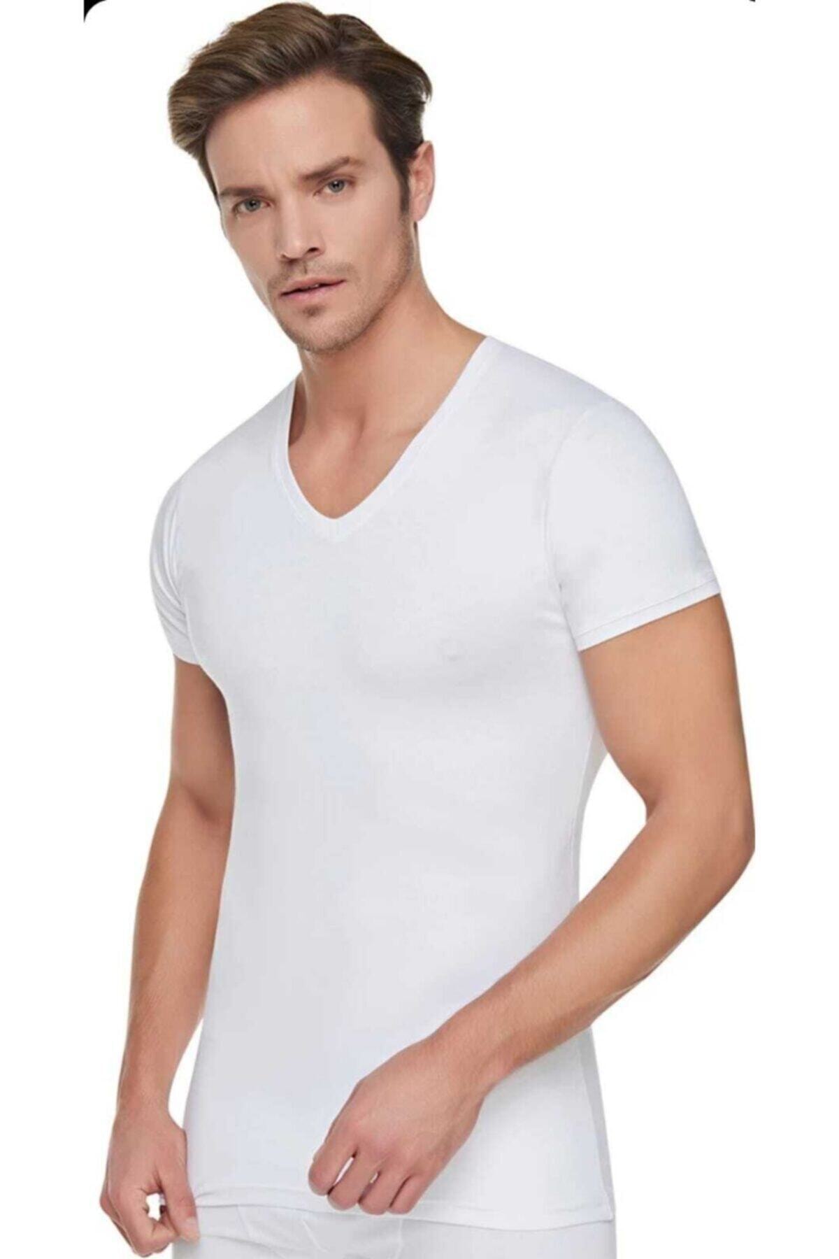 Tutku 0107 Erkek V Yaka Kısakollu Fanila Beyaz 6lı