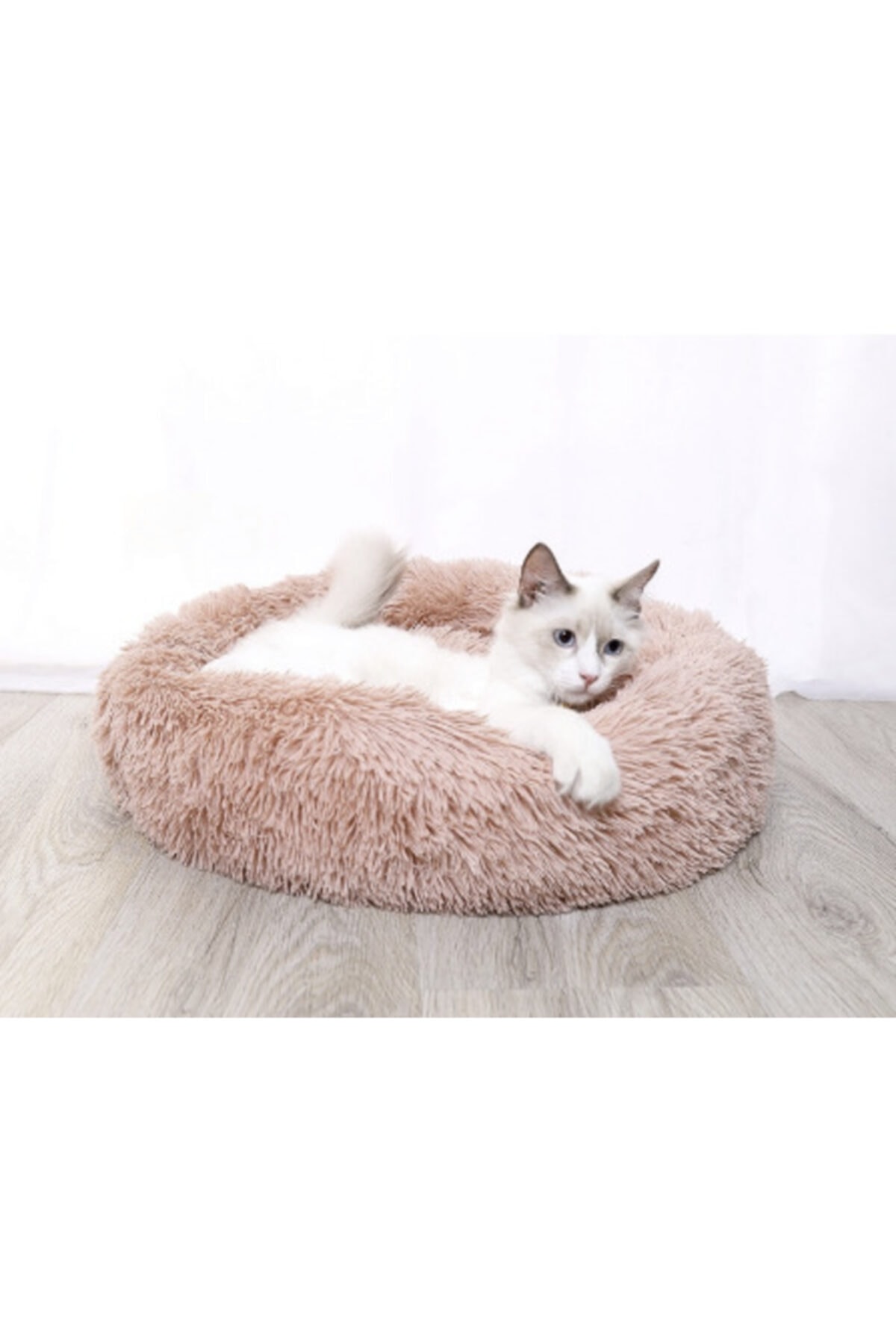 renkli çiçekler 50 Cm Yuvarlak Kedi Yatakları Yumuşak Uzun Peluş En Iyi Evcil Kedi Köpek Yatağı