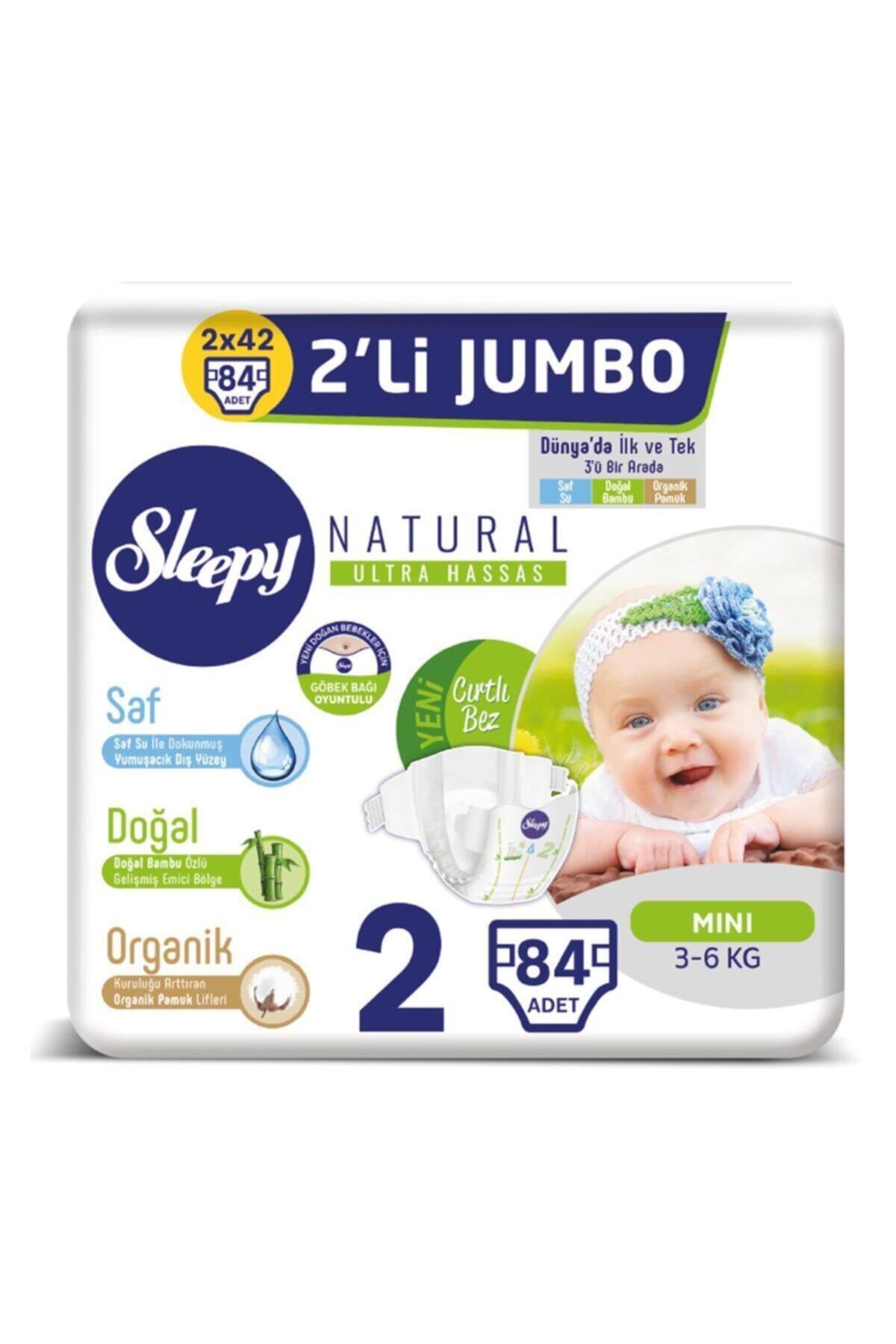 Sleepy Natural Bebek Bezi 2li Jumbo 2 Beden 3-6 Kg 84 Adet