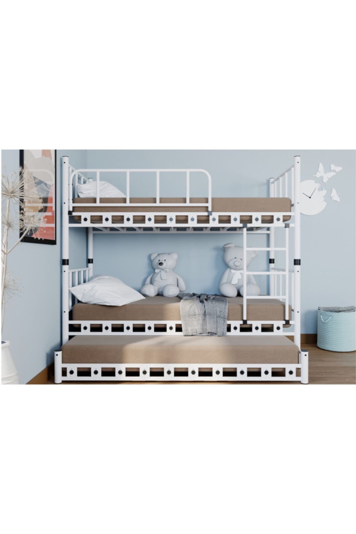 Vav Shopping Vav Zambak Genç Çocuk Odası Metal Ranza Ve Karyola 90x200 Yatak Ölçülü