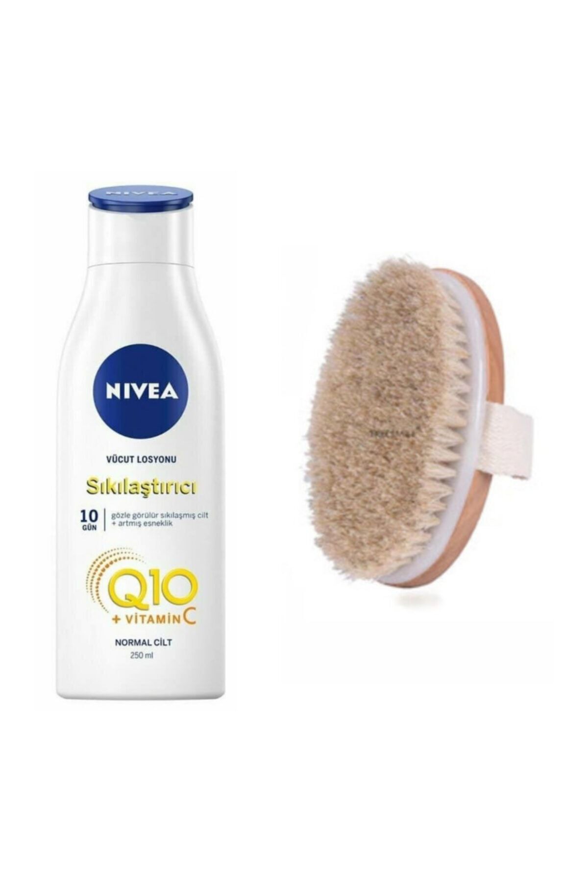 Nivea Nıvea Sıkılaştırıcı Vücut Losyonu 250 Ml. Ve Ozzy Store Organik Doğal At Kılı Banyo Fırçası