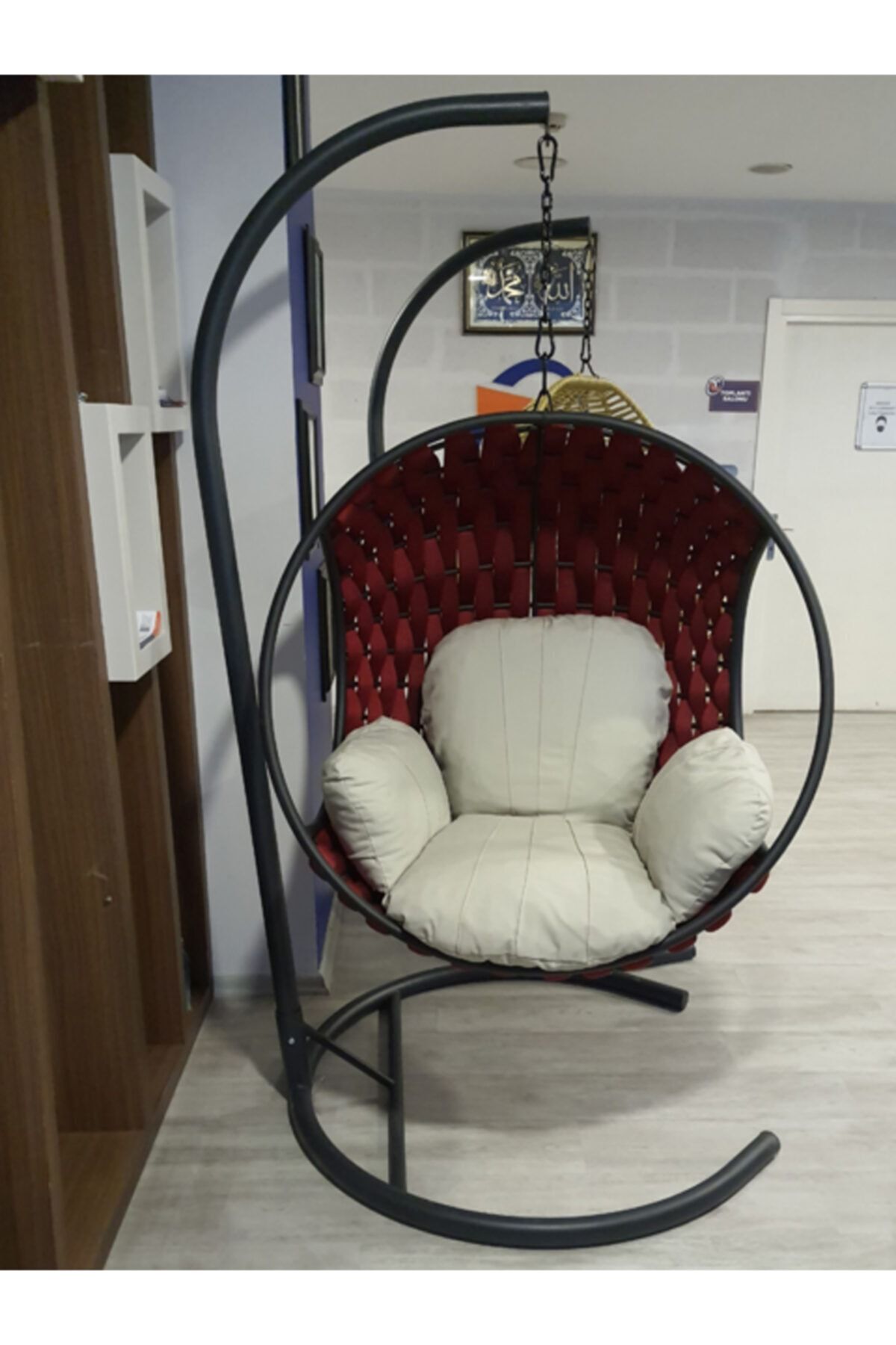 Tezdoor Bordo Tek Kişilik Bahçe,balkon Salıncağı, Devrilmeyen Salıncak