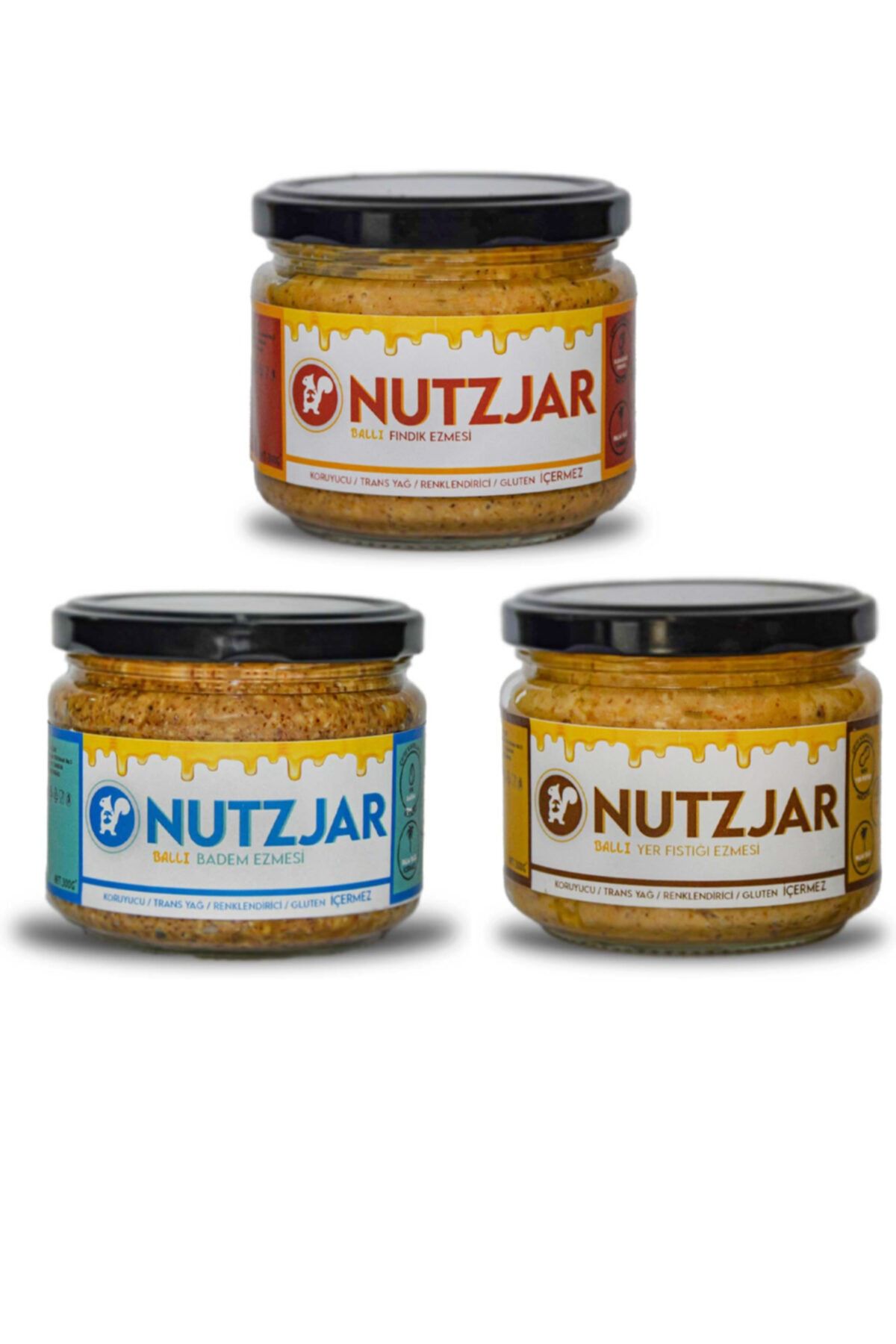Nutzjar Parçacıklı Ballı (badem, Fındık, Yer Fıstığı) Tanışma Paketi 3*300g