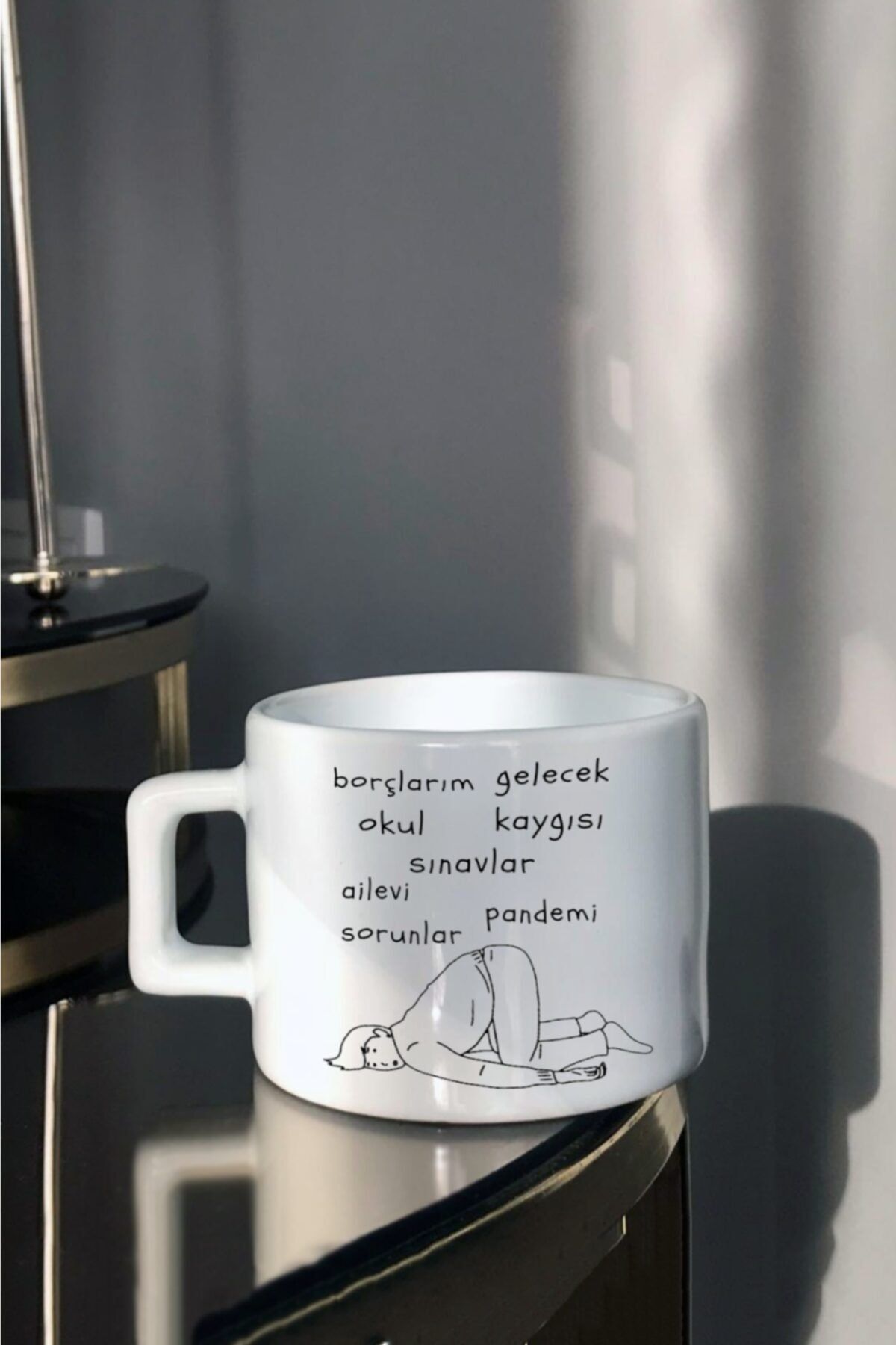 Hediyexpres Kaygılar Sorunlar Mood Baskılı Beyaz Çay-kahve Fincanı