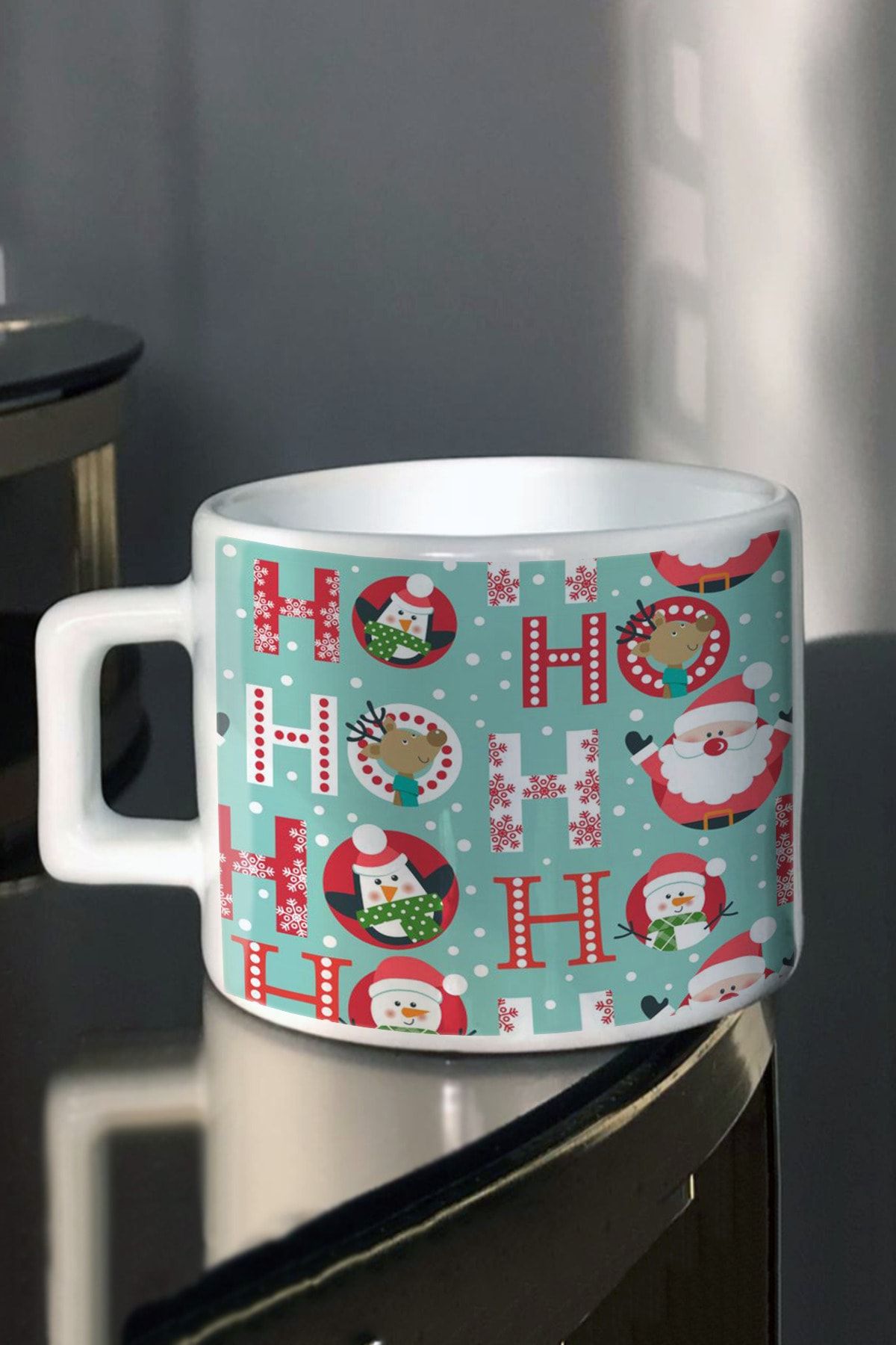 Hediyexpres Ho Ho Ho Tüm Yüzey Baskılı Yeni Yıl Çay-kahve Fincanı