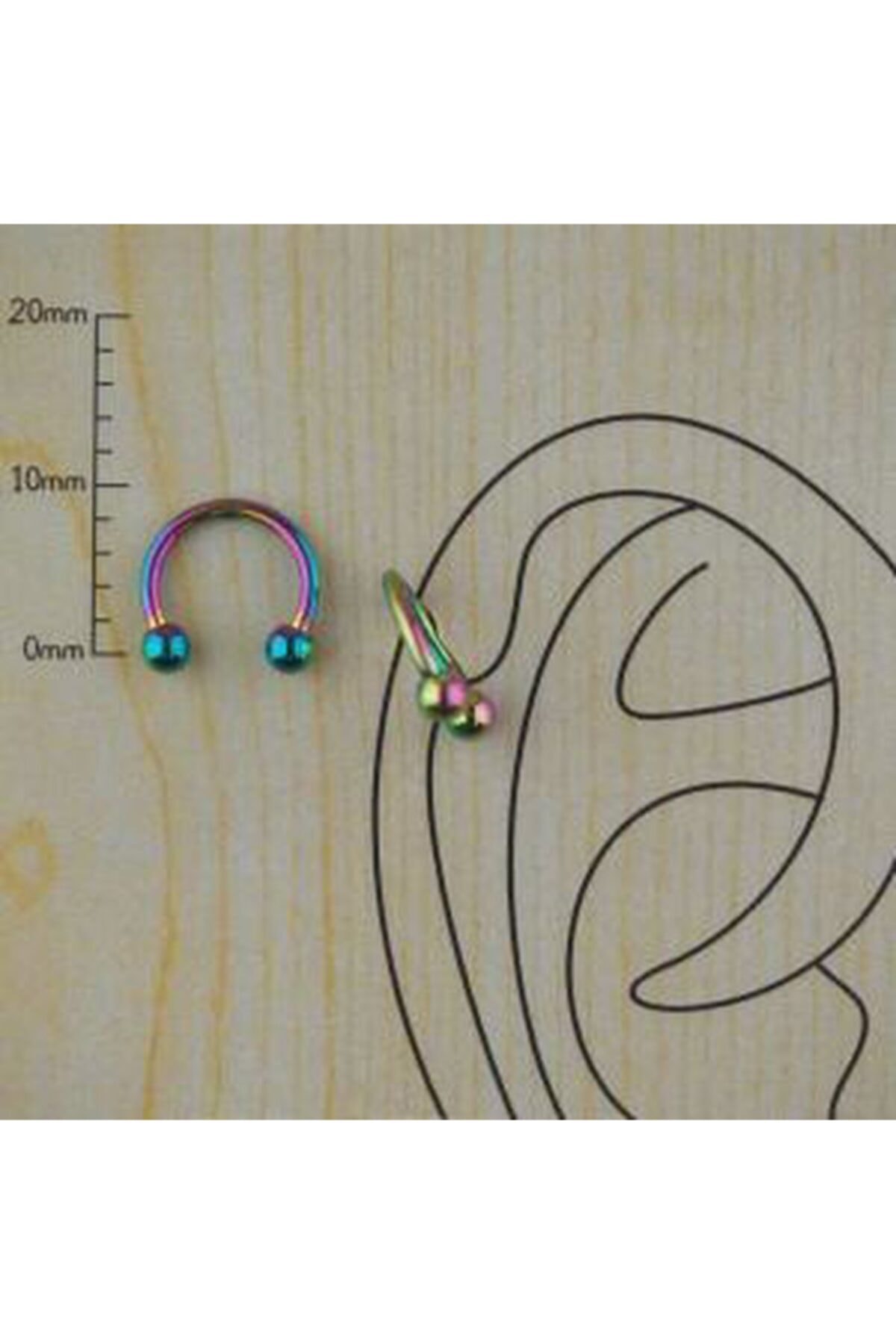 HEIMDALL Renkli 8 Mm 316l Cerrahi Çelik Kararmaz Kıkırdak - Tragus - Burun - Septum - Smile Piercing